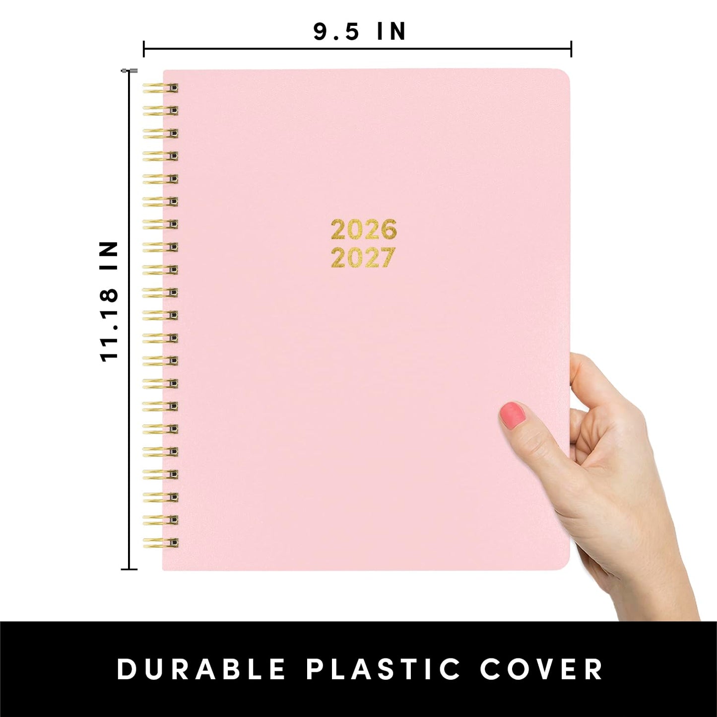 PAPERAGE Academic Planner, Weekly & Monthly Planner & Calendar, 12-Months, July 2026 - June 2027, (9.5" x 11"), School & Student Planning Agenda with Tabs, Bonus Pages & Inner Pocket, Pink