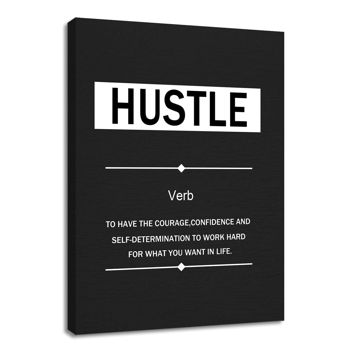 YSPCSUN Inspirational Posters for Office, Hustle Definition Canvas Poster Single Panel Wall Decor for Home Office Dorm Classroom, Framed Canvas Art, 24x18inch