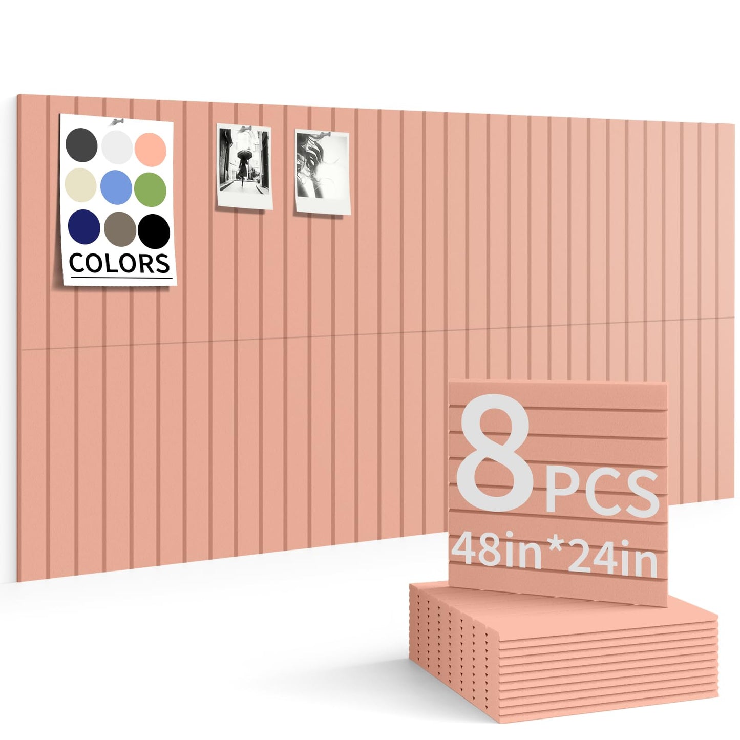 Large Bulletin Board 48"x 24" Cork Boards for Walls, 8 Pack Felt Wall Panels Photo Board, Cork Board for Office Home Pin Board