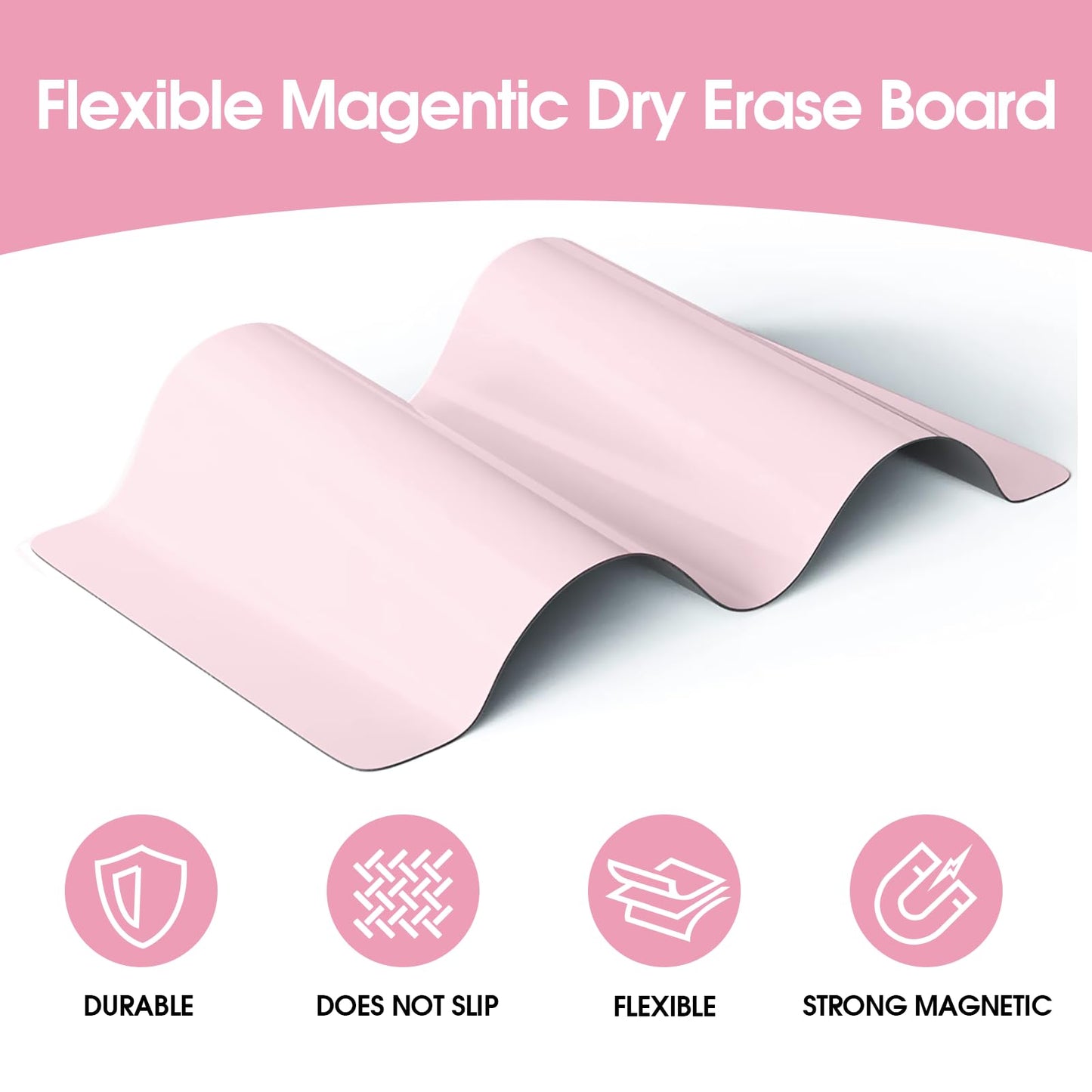 MaxGear 5 Pack Pink Magnetic Whiteboard for Fridge, 12 x 8 Inch Dry Erase Board for Refrigerator, Reusable Kitchen Planner, Magnetic Writing Board for Home, Includes 5 Markers, 5 Magnets and 1 Eraser