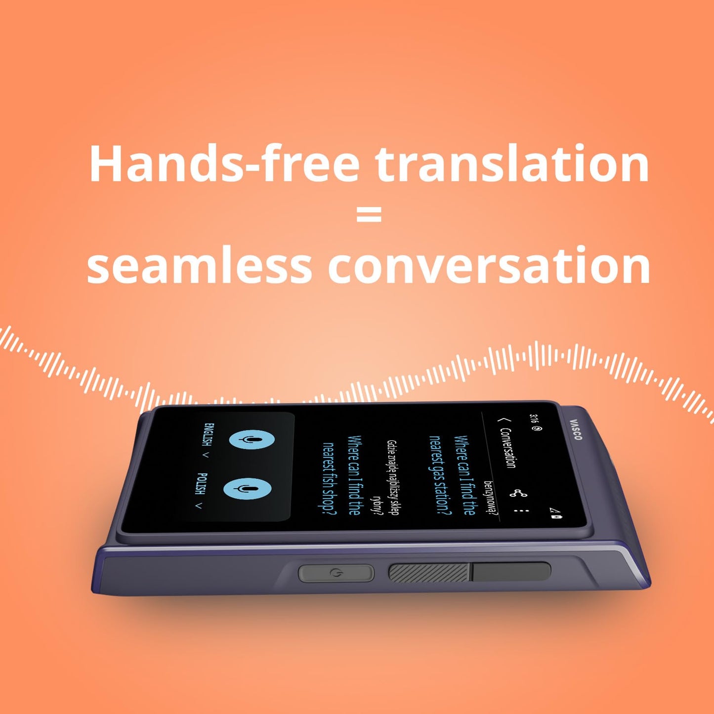 Vasco Translator Q1 | AI Voice Cloning Language Translator Device | 113 Languages | Free Lifetime Internet in Nearly 200 Countries | Scarlet Pulse