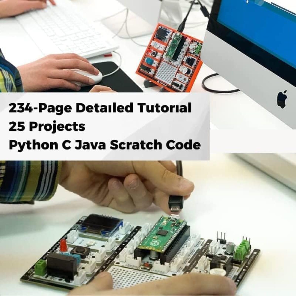 PicoBricks Raspberry Pi Pico W Starter Kit with 12 Detachable Sensors and Extensive Learning Guide, DIY Coding Kit, Raspberry Pi for Kids