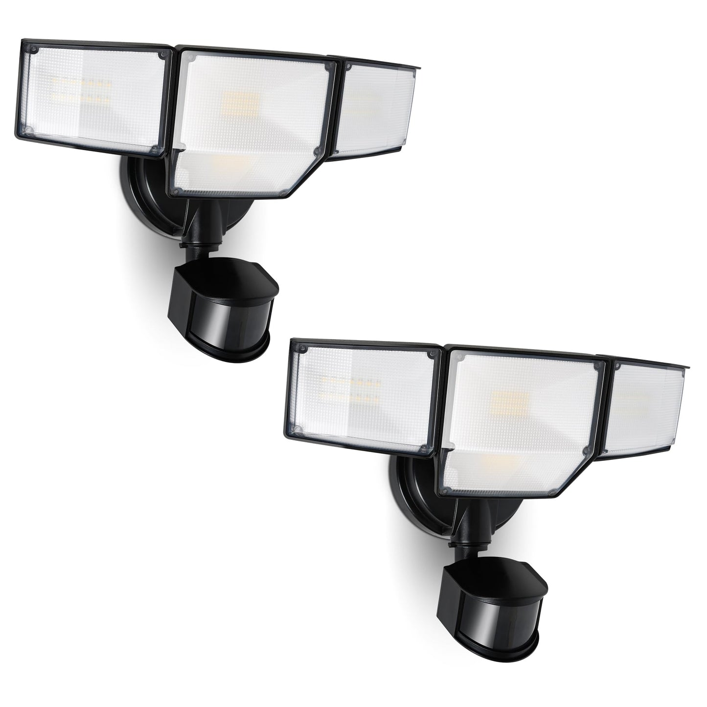 LUTEC 80W LED Security Lights, 9000LM Motion Sensor, 4 Head Flood Light, IP65 Waterproof, Black, Model 7632816012, 2 Pack