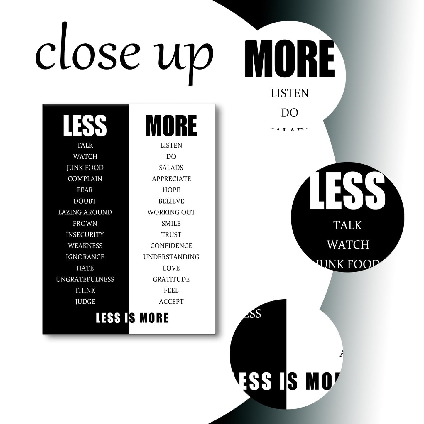 Inspirational Canvas Wall Art Less is More Motivationall Poster Print Positive Quotes Pictures Painting Artwork for Home Office Bedroom Living Room Wall Decor Ready to Hang [18''Wx24''H]