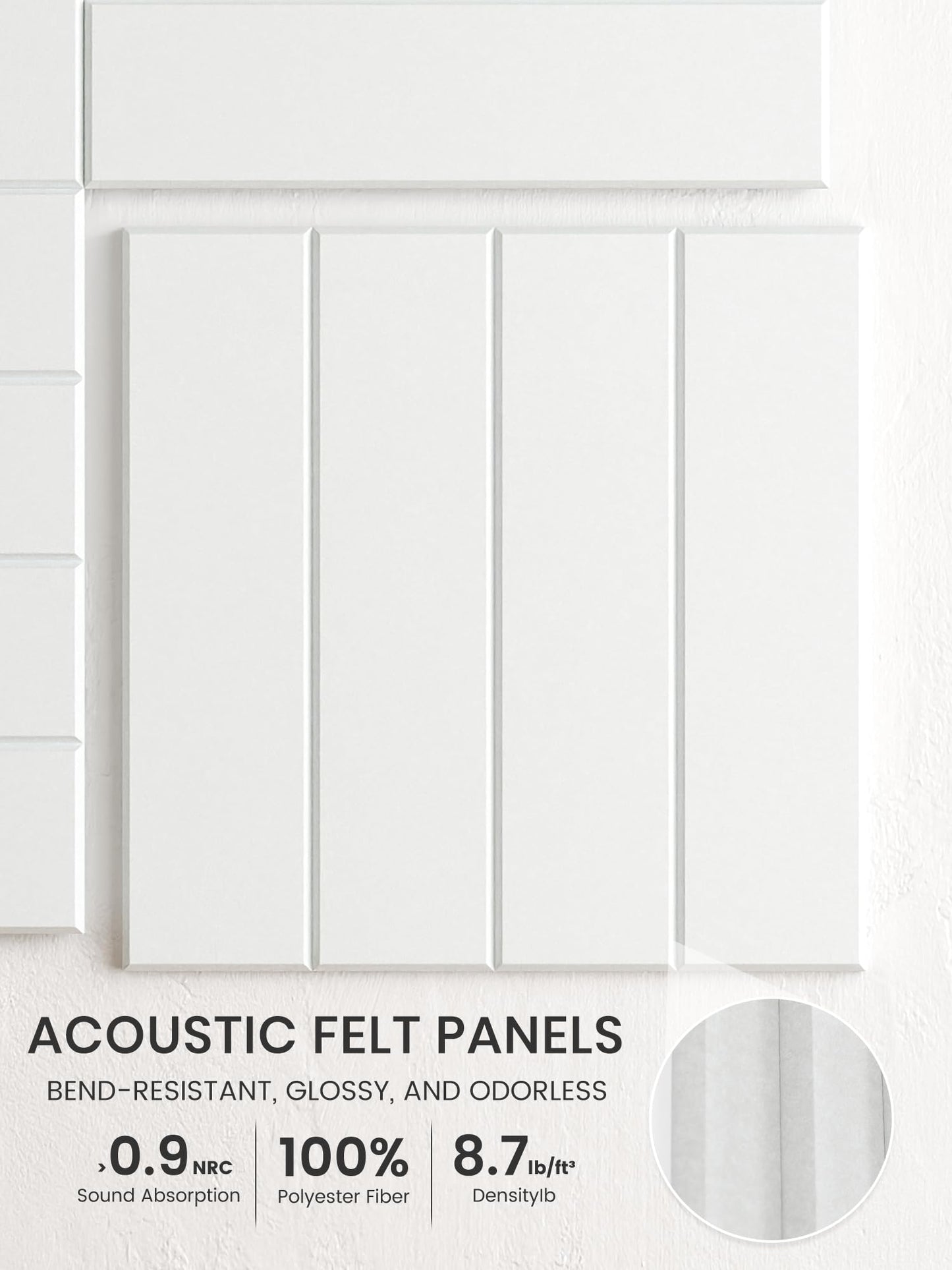 Bumusty Large Cork Board Alternative-36 x 24" Felt Bulletin Board Tiles, with 30 Pushpins, 40 Adhesive Tabs, Bold-Stripe 6-Pack, Cork Boards for Office Push Pin Board Felt Board-Cold White