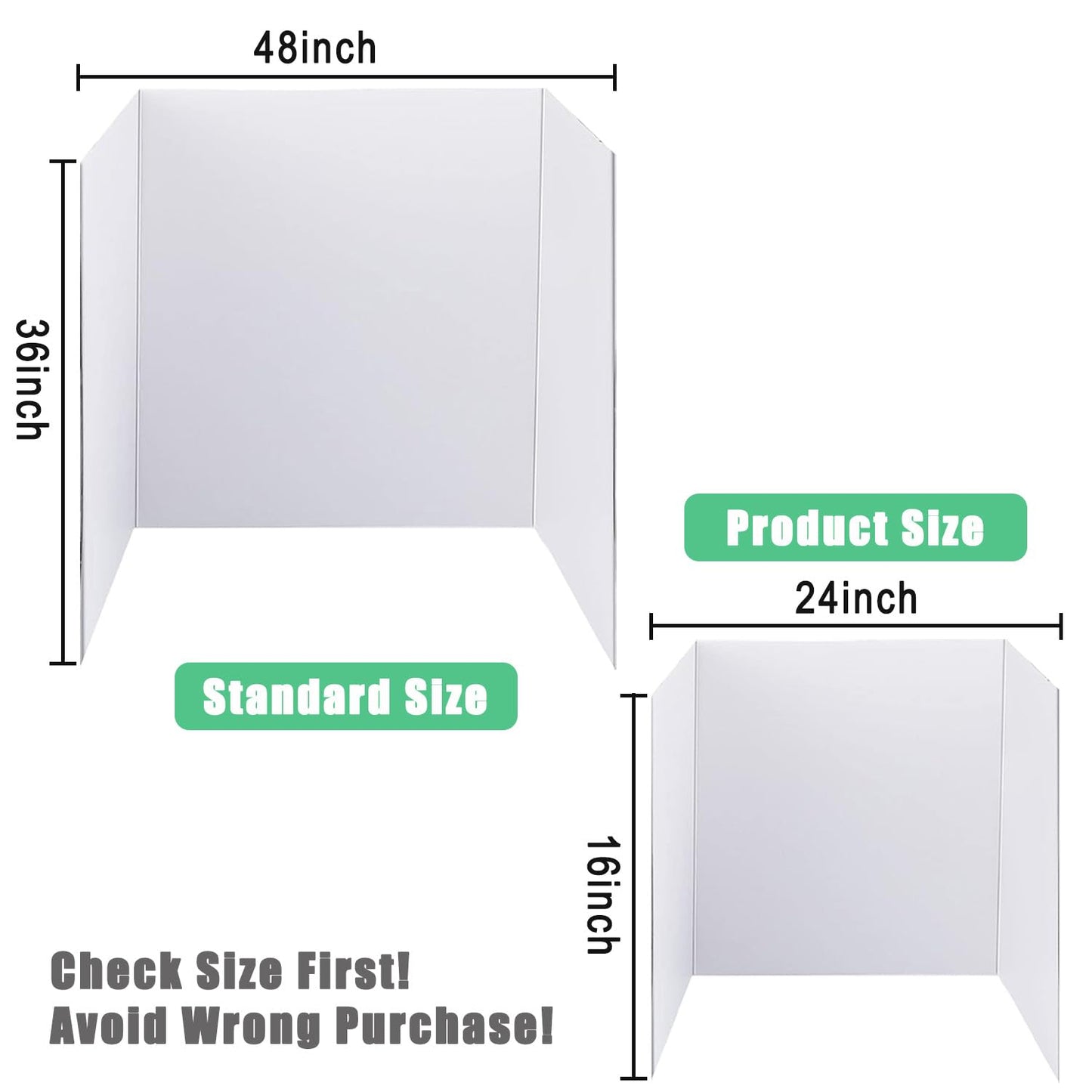 LonlyEagle Trifold Poster Board, 24" x 16", 3-Pack, White Corrugated Project Boards for Science Fairs, School Projects, Event Displays