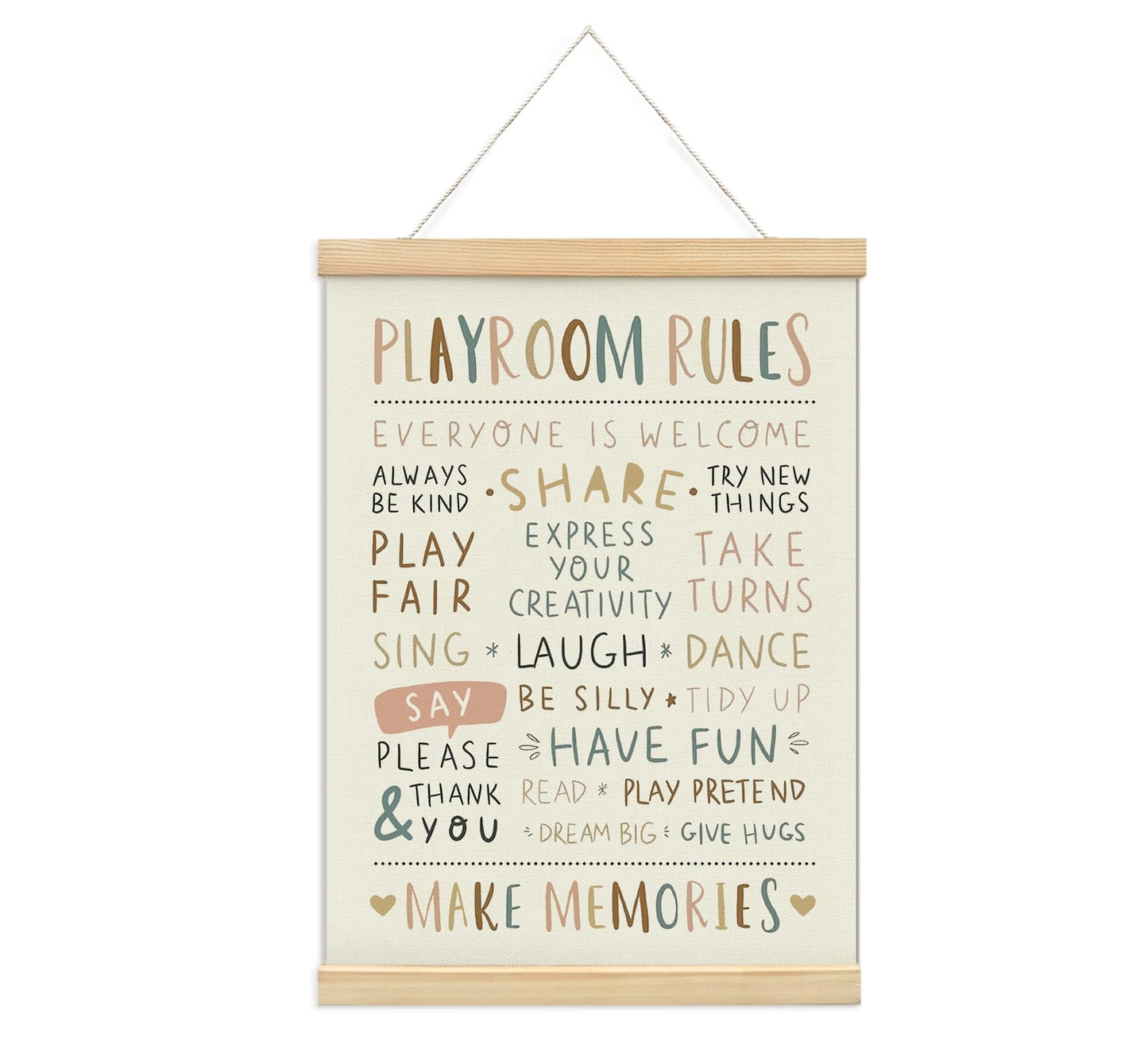 foedor Playroom Rules Decor, Kids Play room Wall Decor Sign Poster Hanger Frame,Playroom Essentials, Decor for Kids Home School Toddler Play room, 12x16 Inch