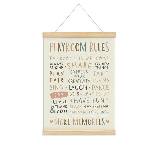 foedor Playroom Rules Decor, Kids Play room Wall Decor Sign Poster Hanger Frame,Playroom Essentials, Decor for Kids Home School Toddler Play room, 12x16 Inch