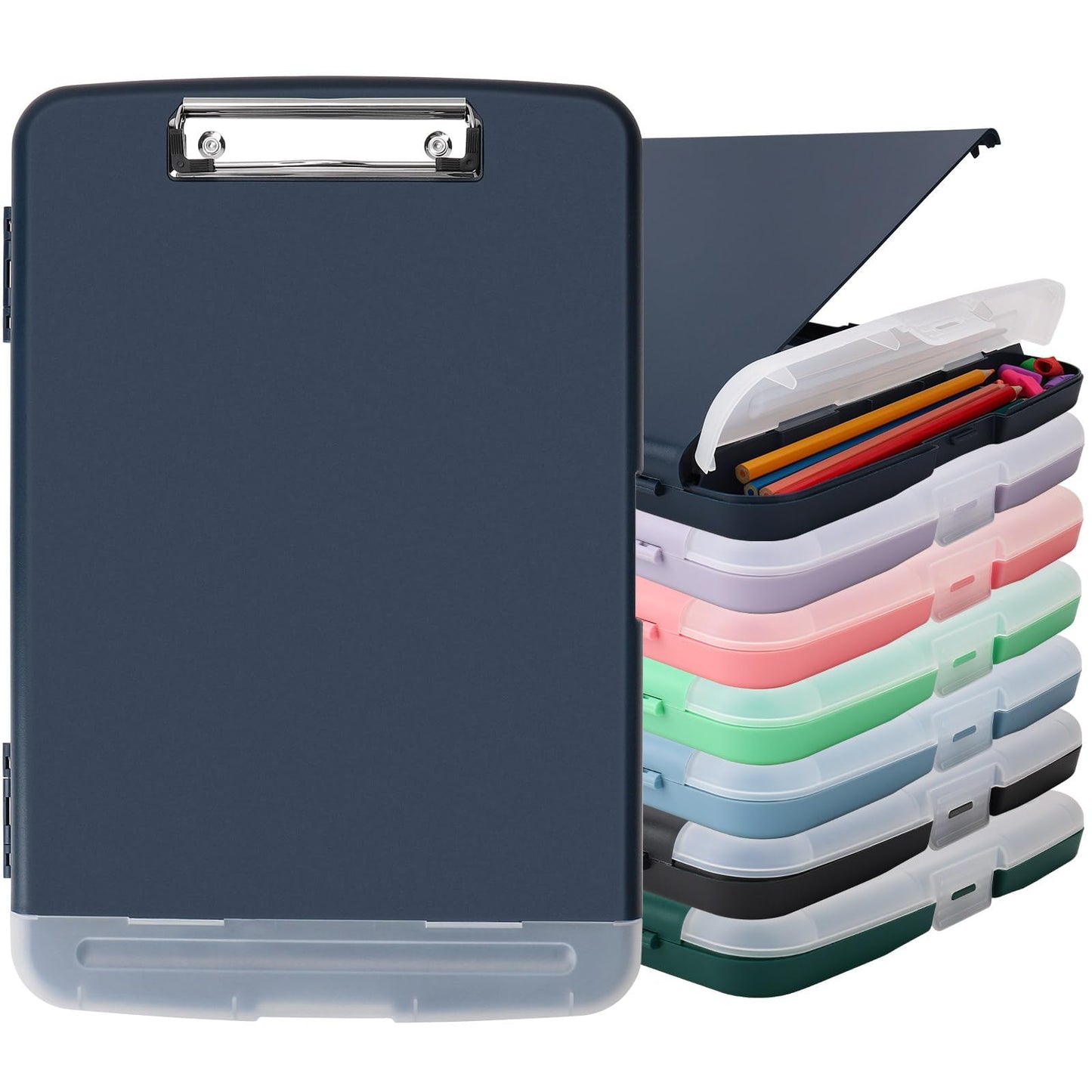 SFLHHDM Storage Clipboard with Pen Holder, High Capacity Clipboards for Classroom, Clip Boards 8.5x11 with Storage, Low-Profile Clip, Lightweight Plastic Clipboard for Kids, Lawers, Office Workers