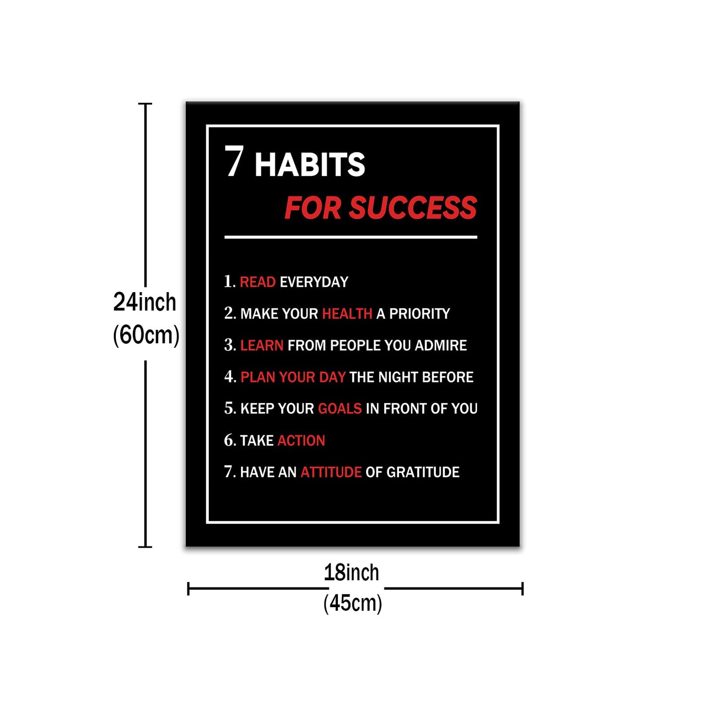 7 Habits For Success Motivational Poster Wall Art Home Decor Inspirational Canvas Print Pictures Inspiring Artwork for Living Room Office Gym Classroom Decoration Stretched and Framed [18''W X 24''H]