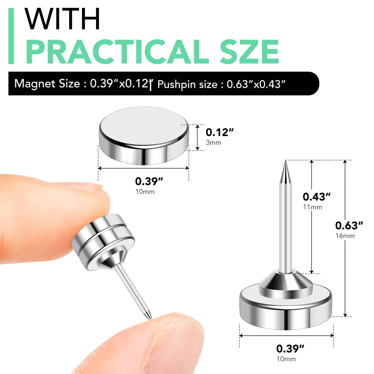 E BAVITE Magnetic Pushpins, 50 Sets Magnet Thumb Tacks for Whiteboard Wall Cork Board Bulletin Cute Decorative Push Pins Clip Magnetic Photo Poster Hanger