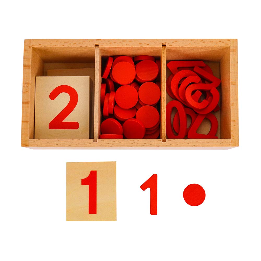 Montessori Cards & Counters with Cut-Out Numeral Math Games & Teaching Numbers Counting Toys