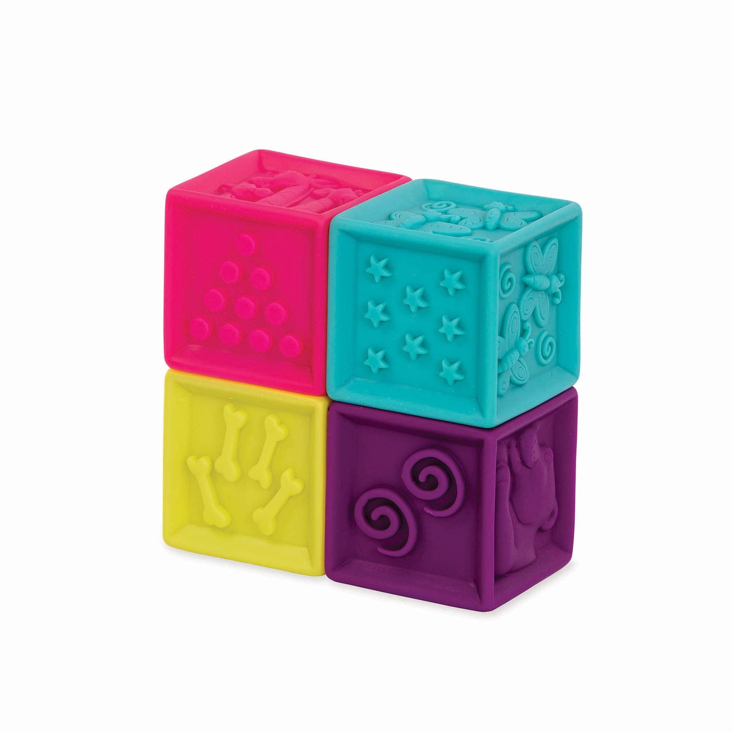 B. toys – Baby Blocks & Stacking – 10 Numbered Blocks & 5 Colorful Rings – Building Play Set for Infants – Educational Toys – One Two Squeeze & Stacking Stones – 6+ Months