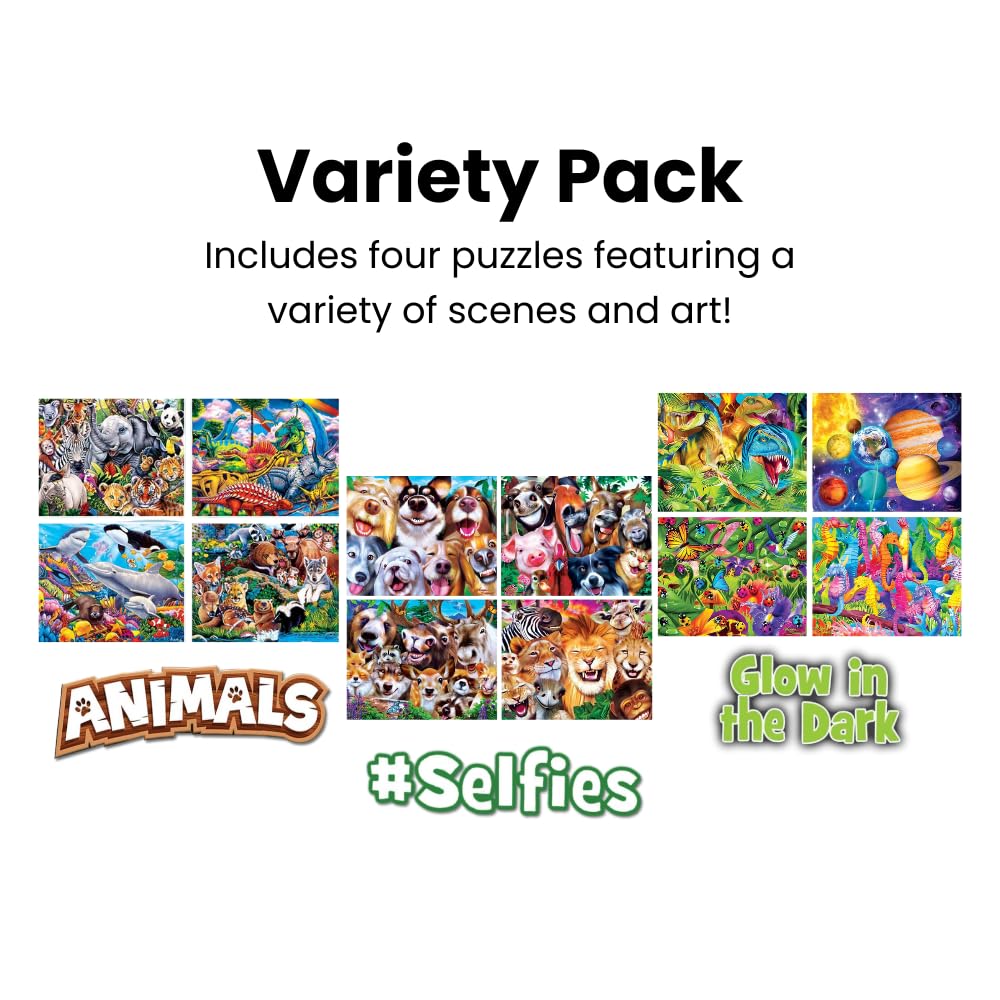 MasterPieces – Jigsaw Puzzle Set for Kids 6+ Years, 4-Pack of 100 Pieces, Educational and Fun Game, Frosty the Snowman Collection, Gift Idea for Children, 8" x 10"