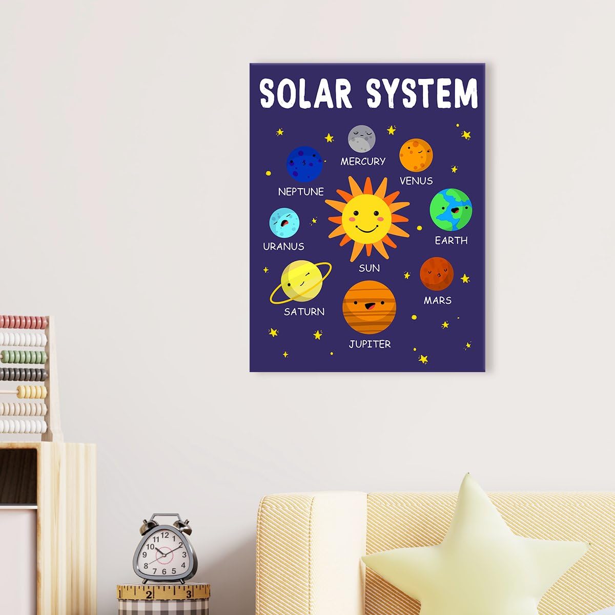 OTINGQD Solar System Wall Decor,Space Nursery Wall Art,Outer Space Canvas Wall Art,Planet Themed Wall Decor for Kids Toddler Boys Room Classroom