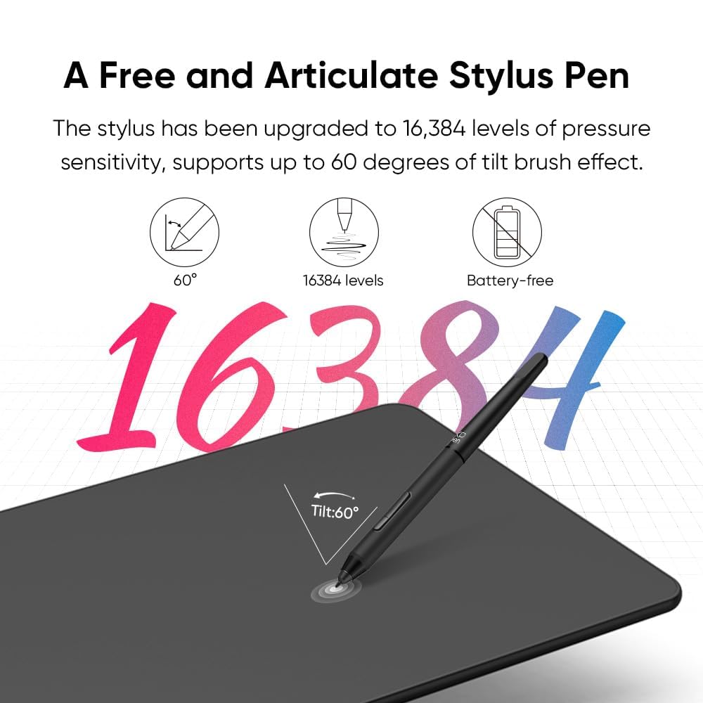 XPPen Updated Deco 01 V3 Drawing Tablet-16384 Levels of Pressure Battery-Free Stylus, 10x6 Inch OSU Graphic Tablet, 8 Hotkeys for Digital Art, Teaching, Gaming Drawing Pad for Chrome, PC, Mac, Android