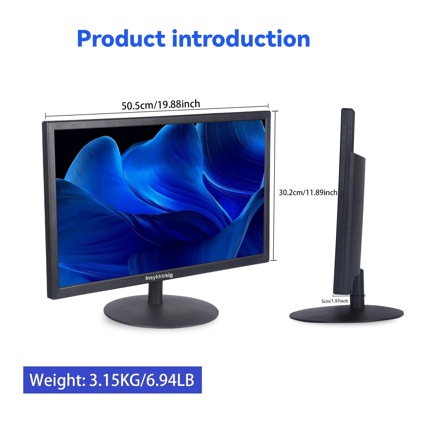 Insykktrkig Touchscreen Monitor 21.5" FHD 1080P Multi-Touch Screen HDMI VGA Type-B Dual Speakers,75Hz,VESA,Brightness 300cd/m²,Tilt Adjust,PC Office Laptop Business Computer Desktop Touch Display