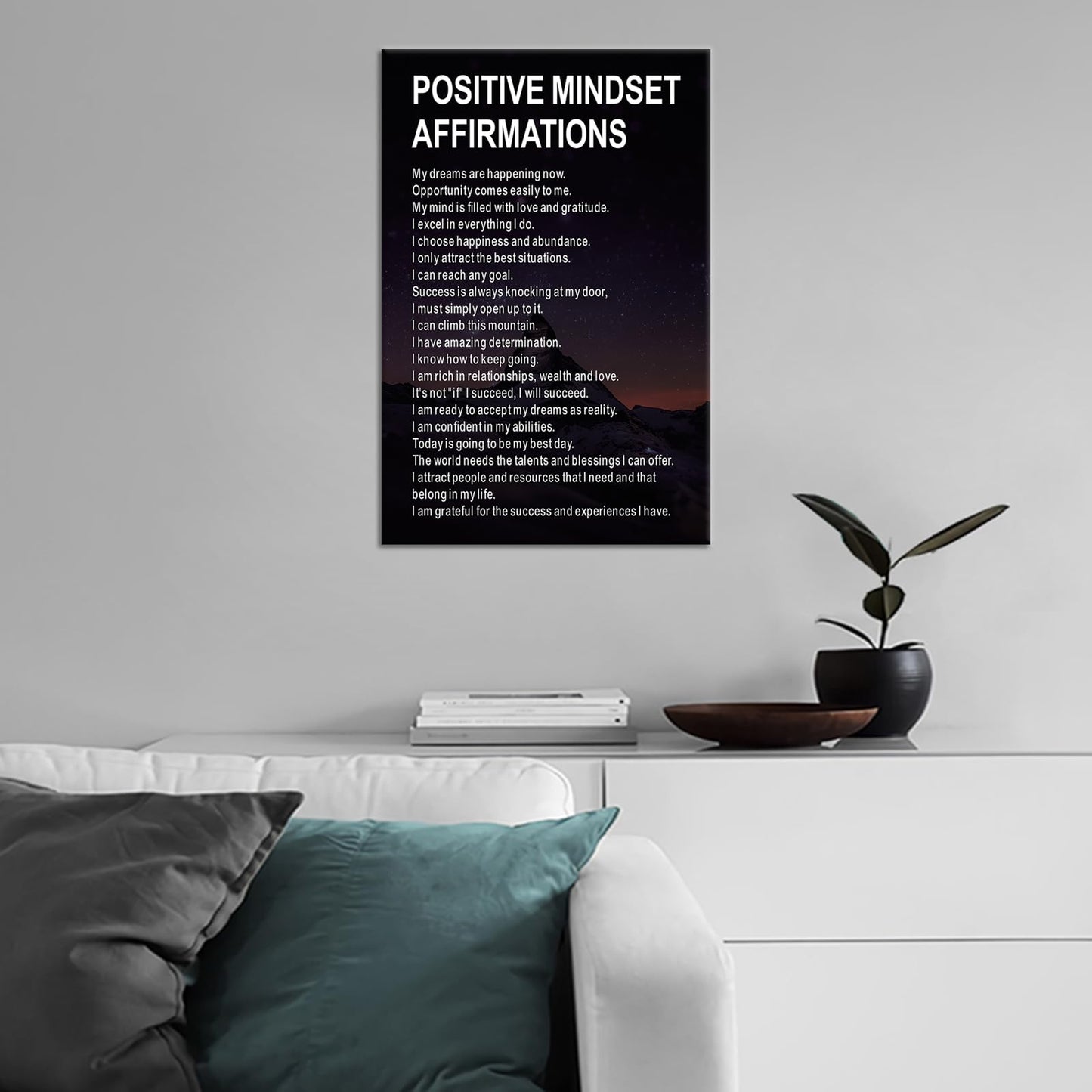 Motivational Wall Art Inspirational Entrepreneur Quote Canvas Print Positive Mindset Affirmations Picture Poster Decor Artwork for Modern Home Bedroom Office Stretched and Framed [12''W x 18''H]