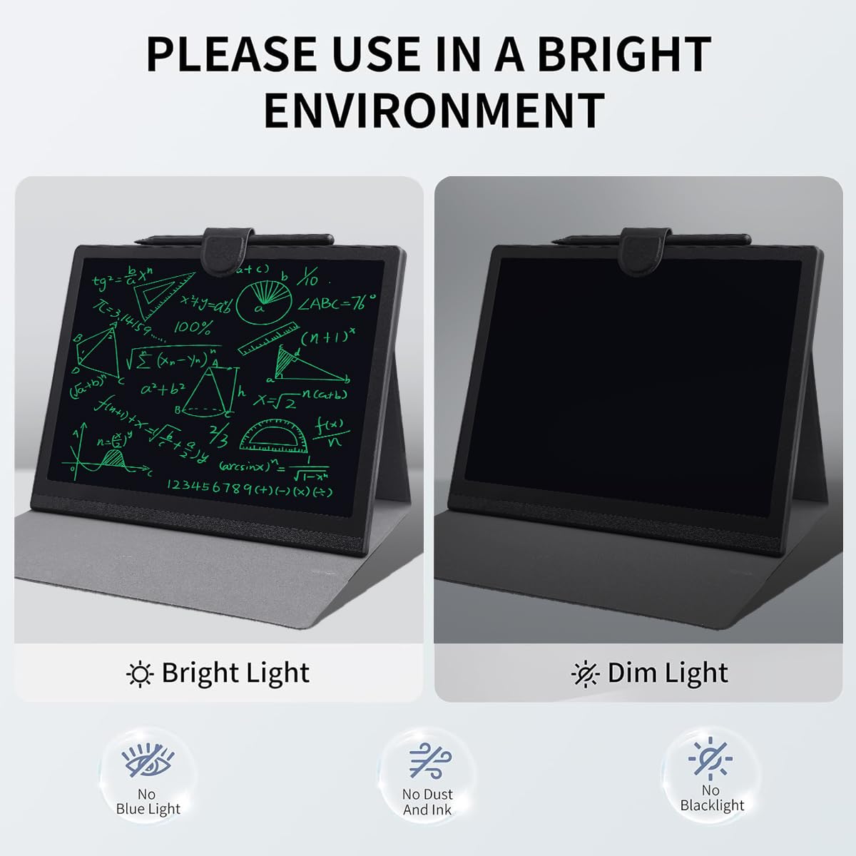 DPEDUAI LCD Writing Tablet with Leather Cover – Reusable Electronic Notepad for Meetings, Office & Travel | Includes Stylus & USB Cable, 10" Screen, Black