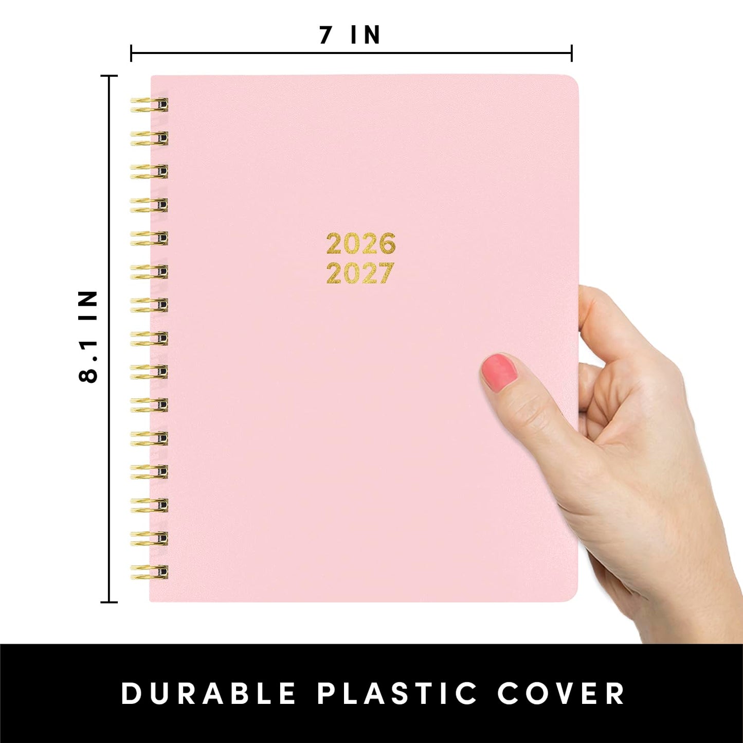 PAPERAGE Academic Planner, Weekly & Monthly Planner & Calendar, 12-Months, July 2026 - June 2027, (7" x 8"), School & Student Planning Agenda with Tabs, Bonus Pages & Inner Pocket, Pink