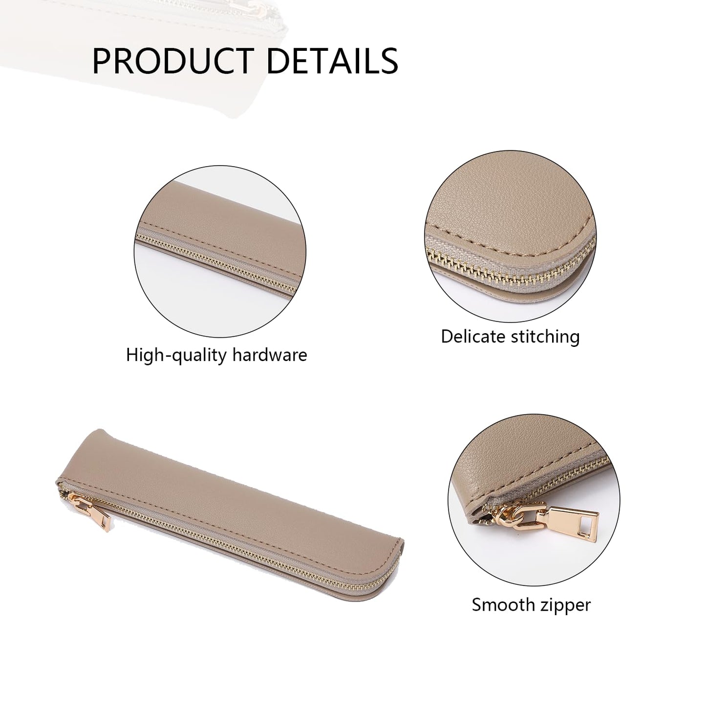 YONBEN Faux Leather Pencil Case Small Pencil Pouch Slim Pen Case Holder Zipper Bag for School Office(Pink,Faux Leather)
