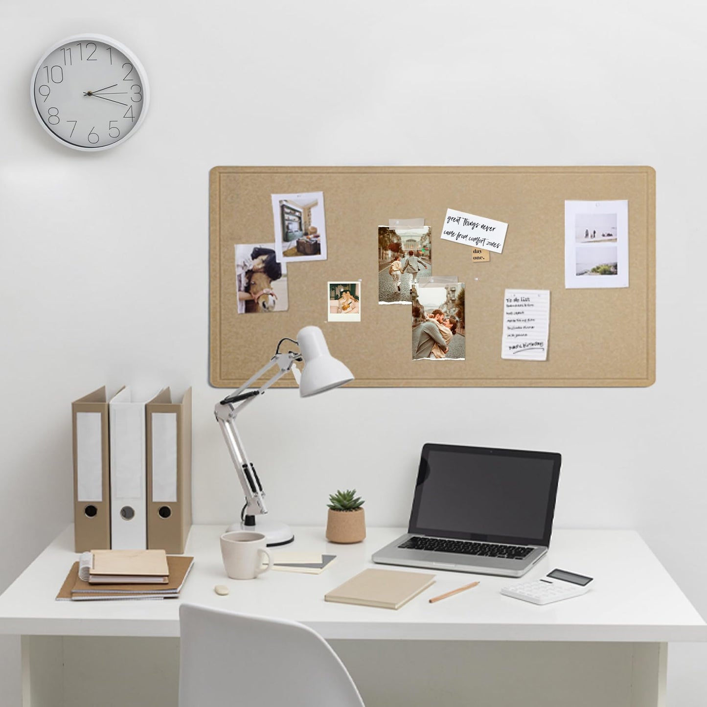 Lightomorrow Bulletin Board, 35 x 17 1/2 inches Felt Board - Decorative Pin Board, Cork Board Alternative for Wall, Foldable Self-Adhesive Vision Board Prayer Board with 20 Pushpins-Desert Brown