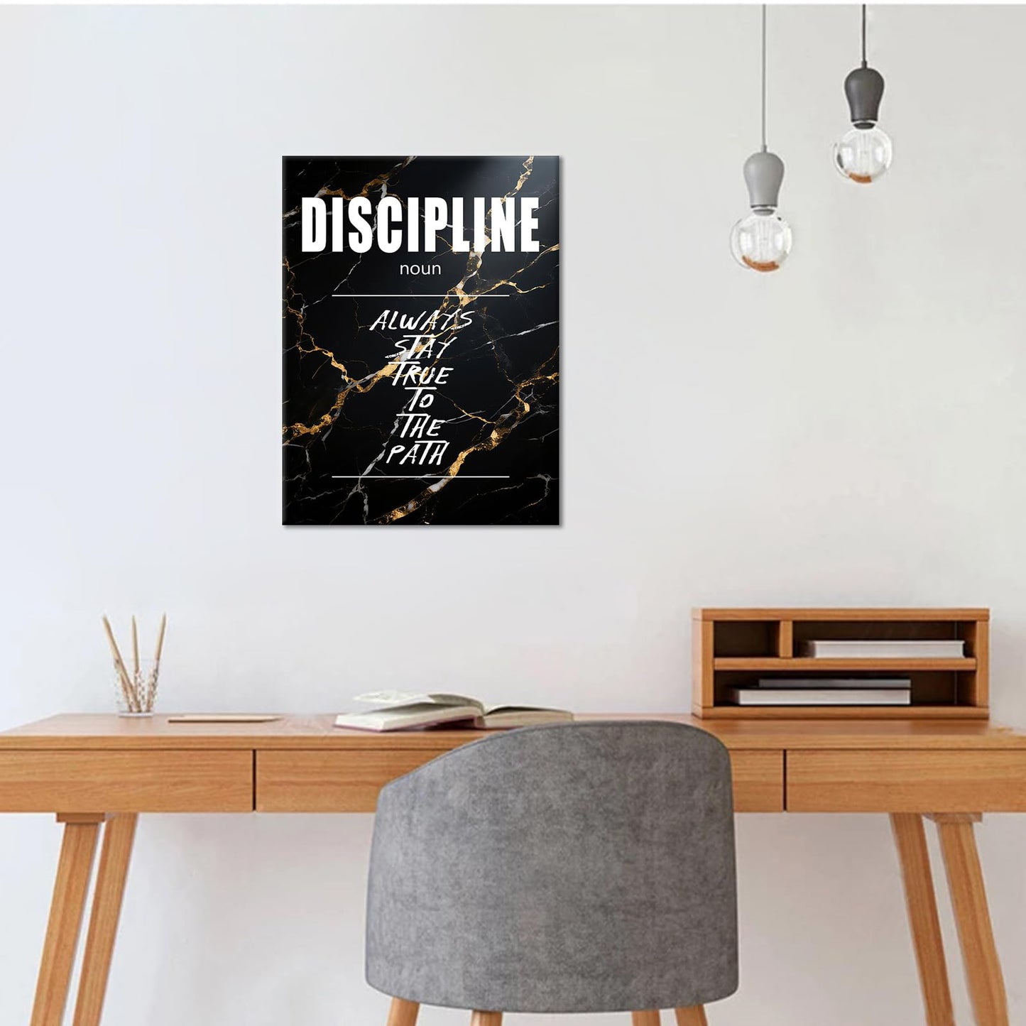 YSPCSUN Inspirational Wall Decor Discipline Always Stay True To The Path Canvas Prints Framed Motivational Office Signs Positive Mindset Artwork For Bedroom Living Room Entrepreneur 24x18 Inch Art