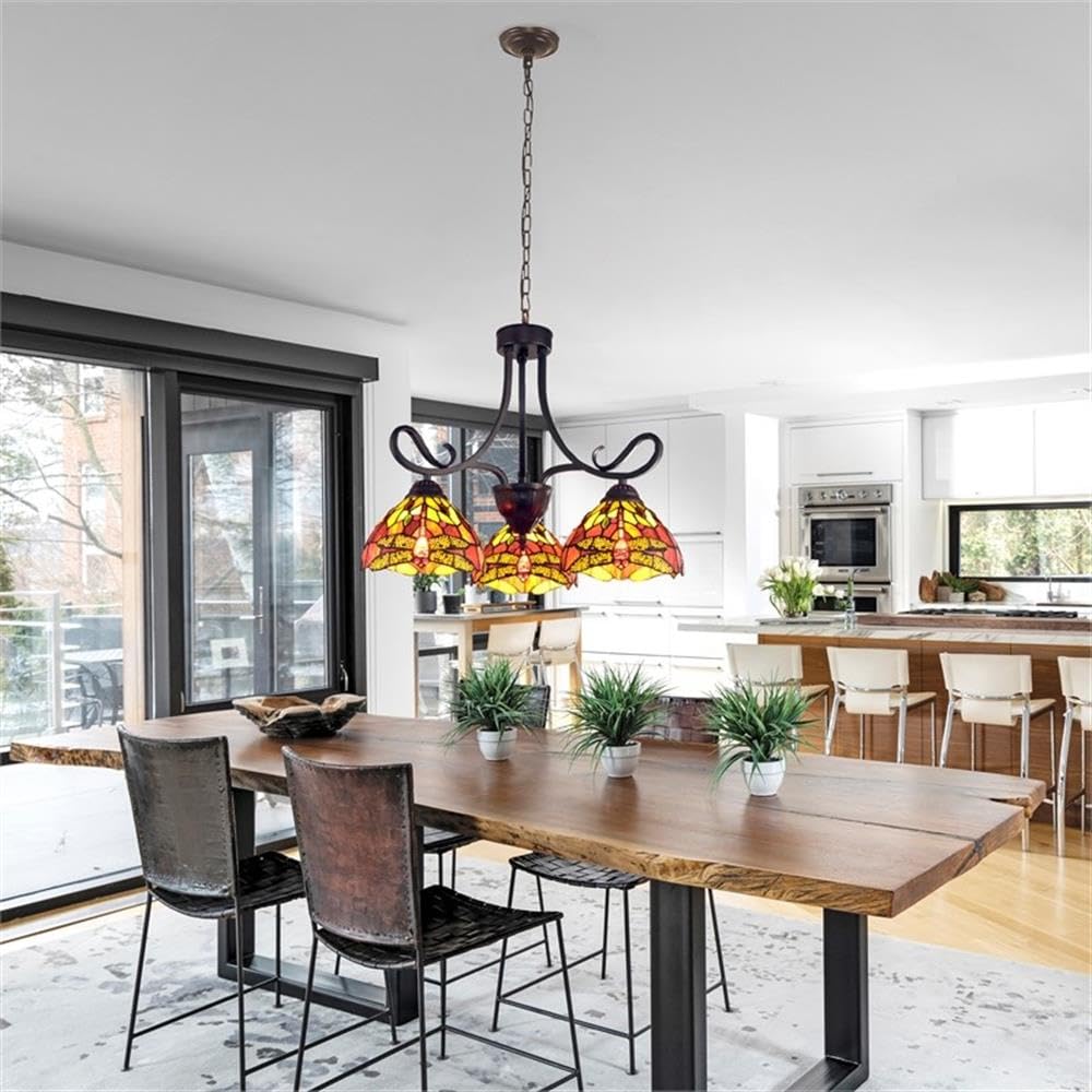 Chloe Lighting Empress Dragonfly Mini Chandelier, 3 Light, 24in Wide, Multicolor, Dark Bronze, Model CH3T471RD24-DD3