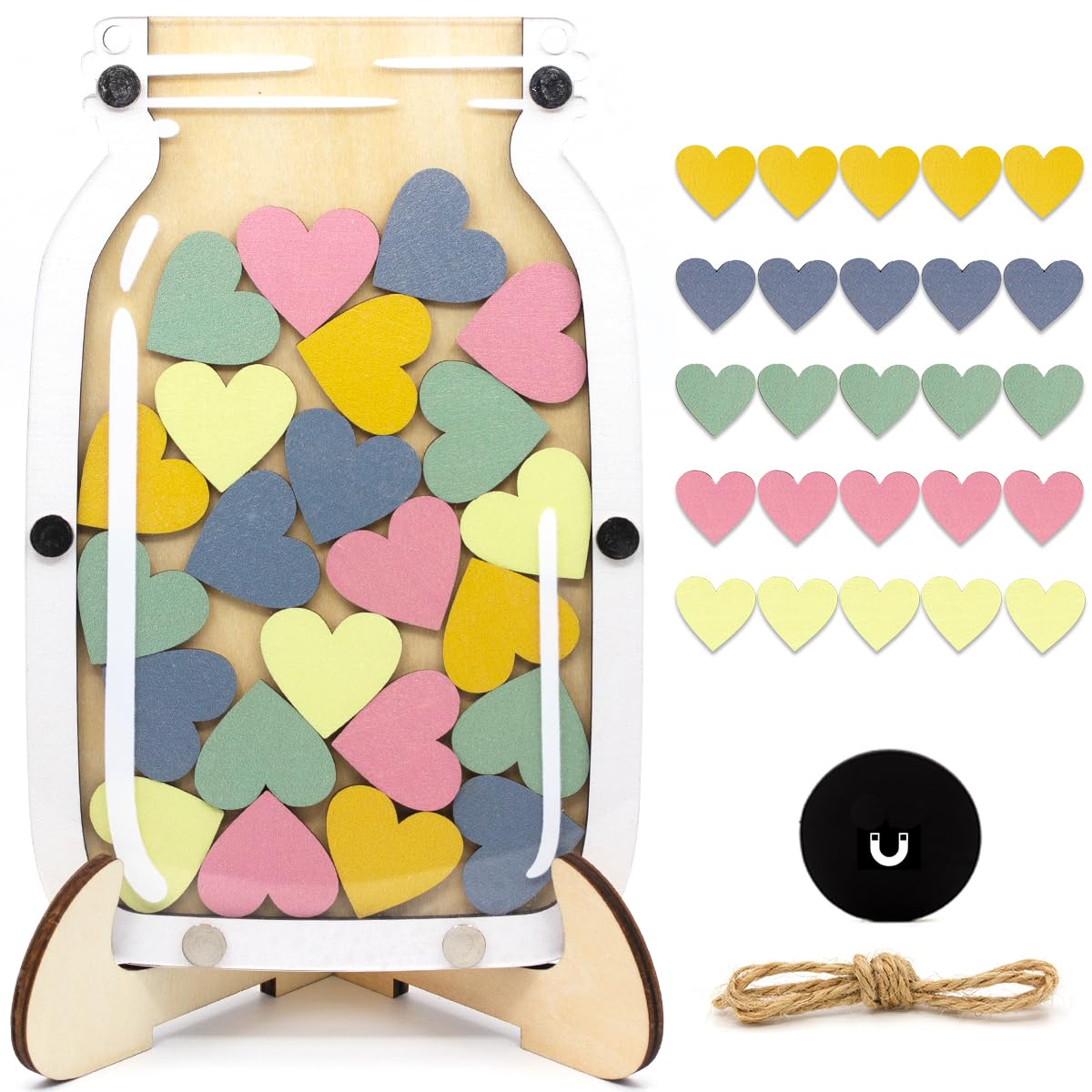 Magnetic Reward Jar for Kids, Classroom Reward System, Star Reward Jar, Incentive Good Behavior Responsibility Chart, Potty Training Rewards, Behavior jar for Boys Girls (Heart)