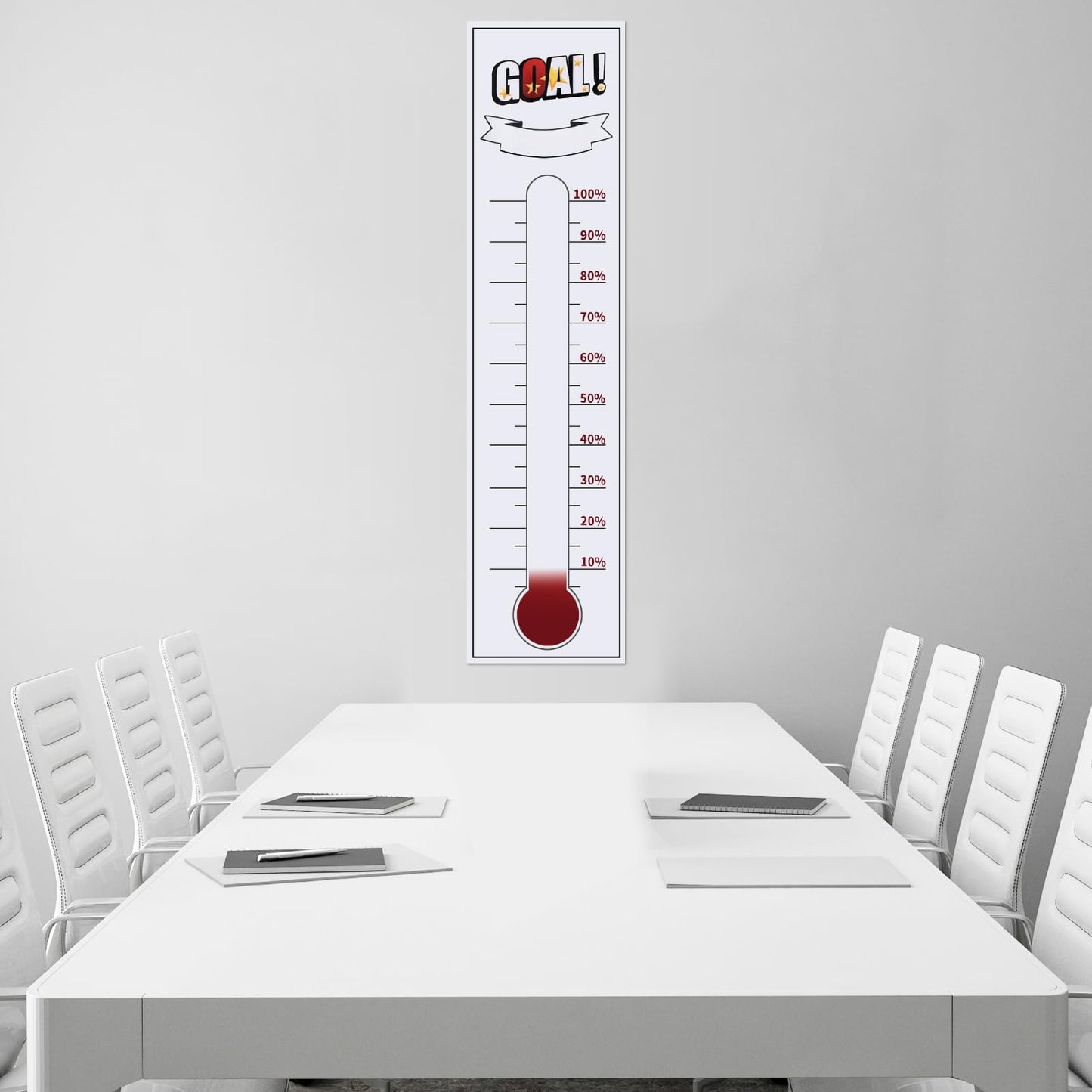 Fundraiser Thermometer Tracker, 46"x12" Self-Adhesive with Dry Erase Markers, Goal Thermometer Chart Tracker, Fundraising Chart Goal Tracker, Set of 3