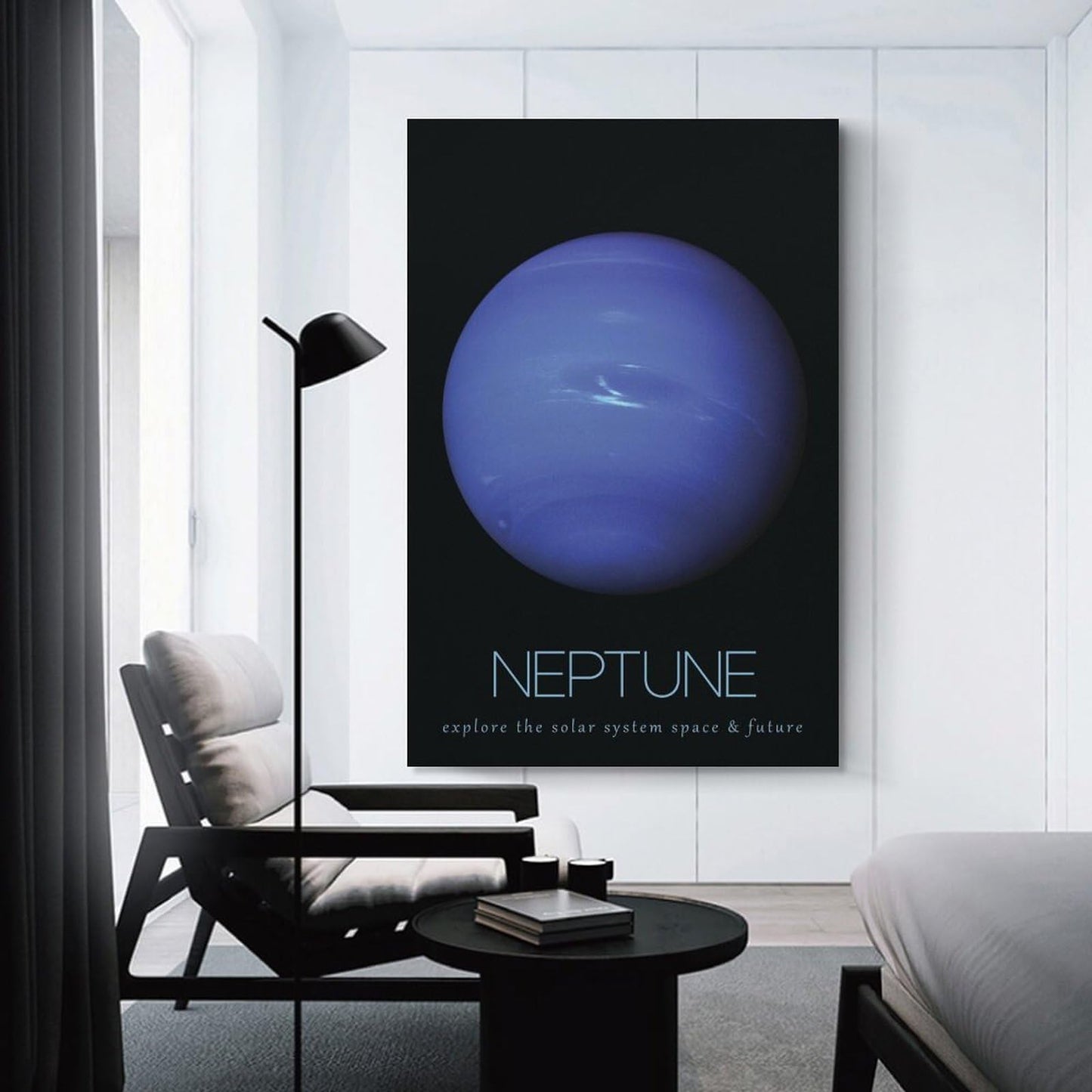 LGDSBHH Minimalist Neptune Solar System Canvas Wall Art - Educational Space Planet Poster - Science Classroom & Kids Bedroom Decor - 12x18 Inch (Unframed)