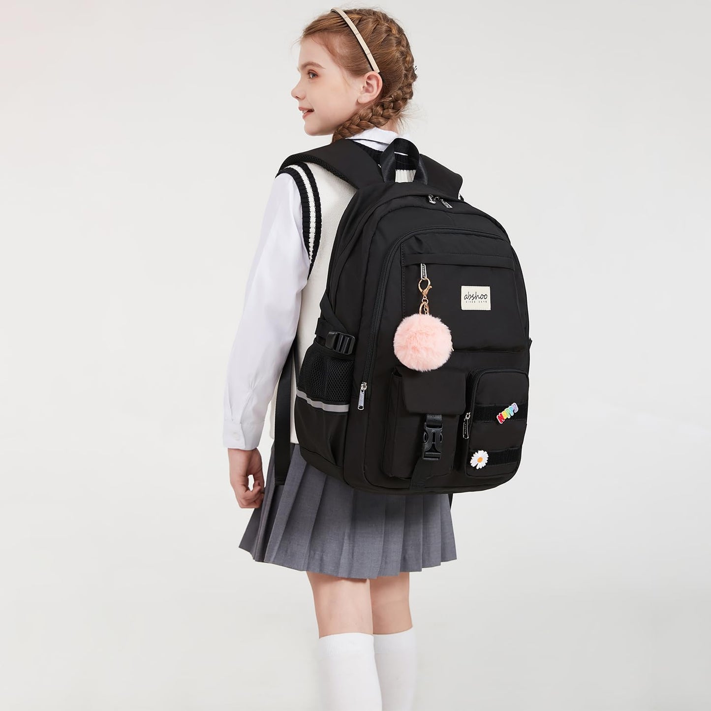 abshoo School Backpack for Girls Bookbag with Lunch Bag Teen Girls School Bag Travel Daypack (Black)