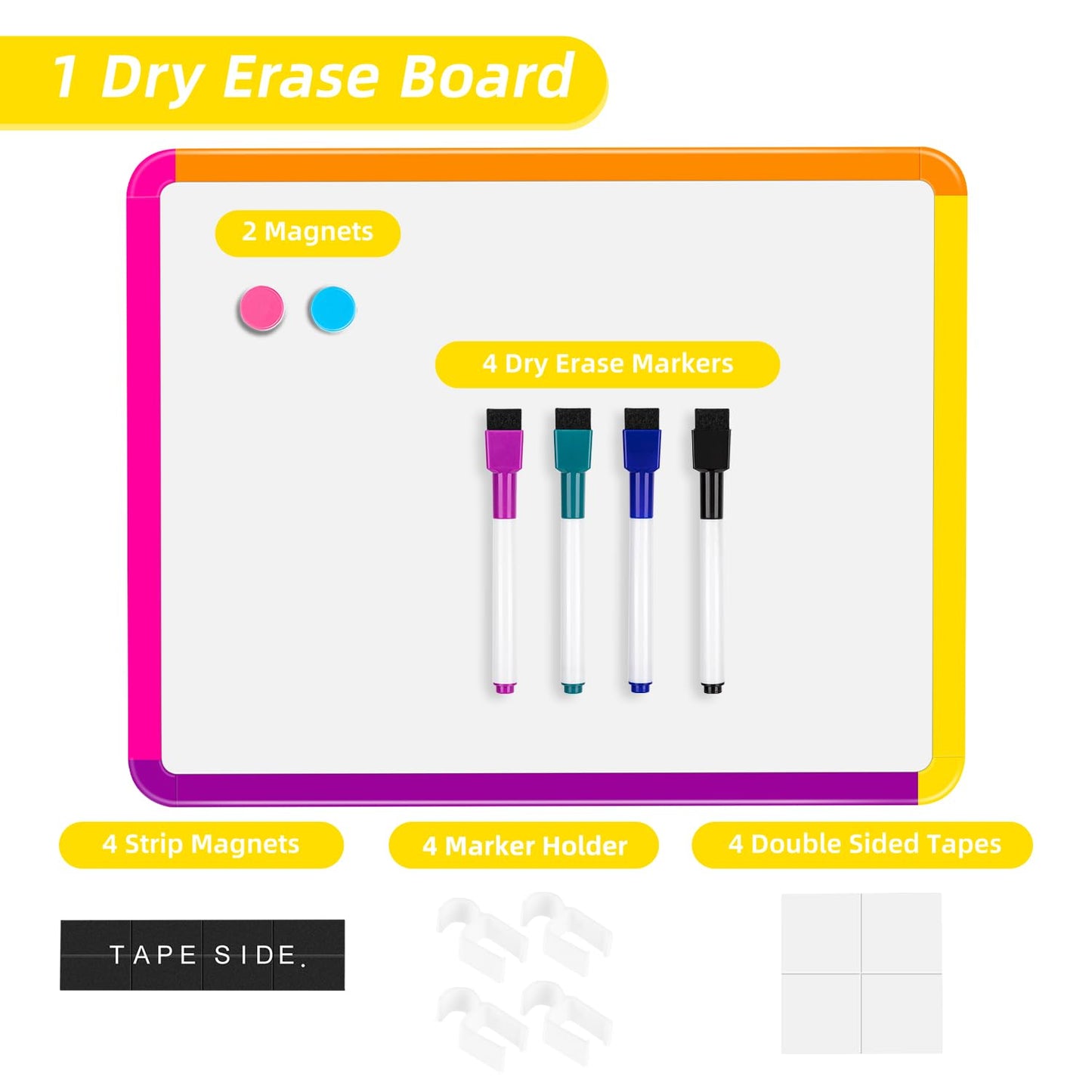 VUSIGN Small White Board Dry Erase, 11''x14'' Magnetic Dry Erase Board, Mini Whiteboard with Markers for Fridge, Wall, Locker
