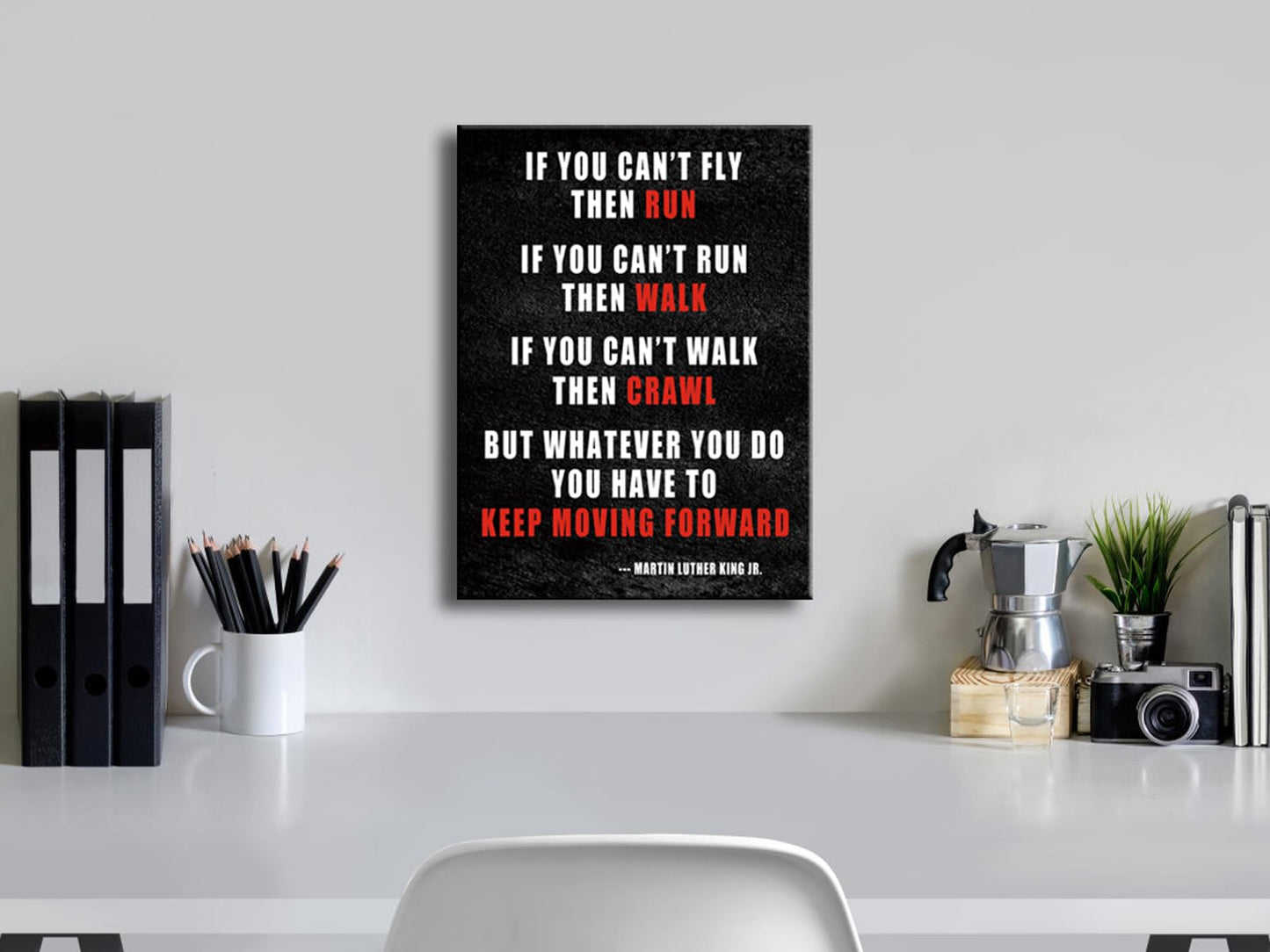 Pyradecor Keep Moving Forward Motivational Classroom Positive Quotes Inspirational Poster Canvas Prints Wall Art for Office Living Room Home Decorations