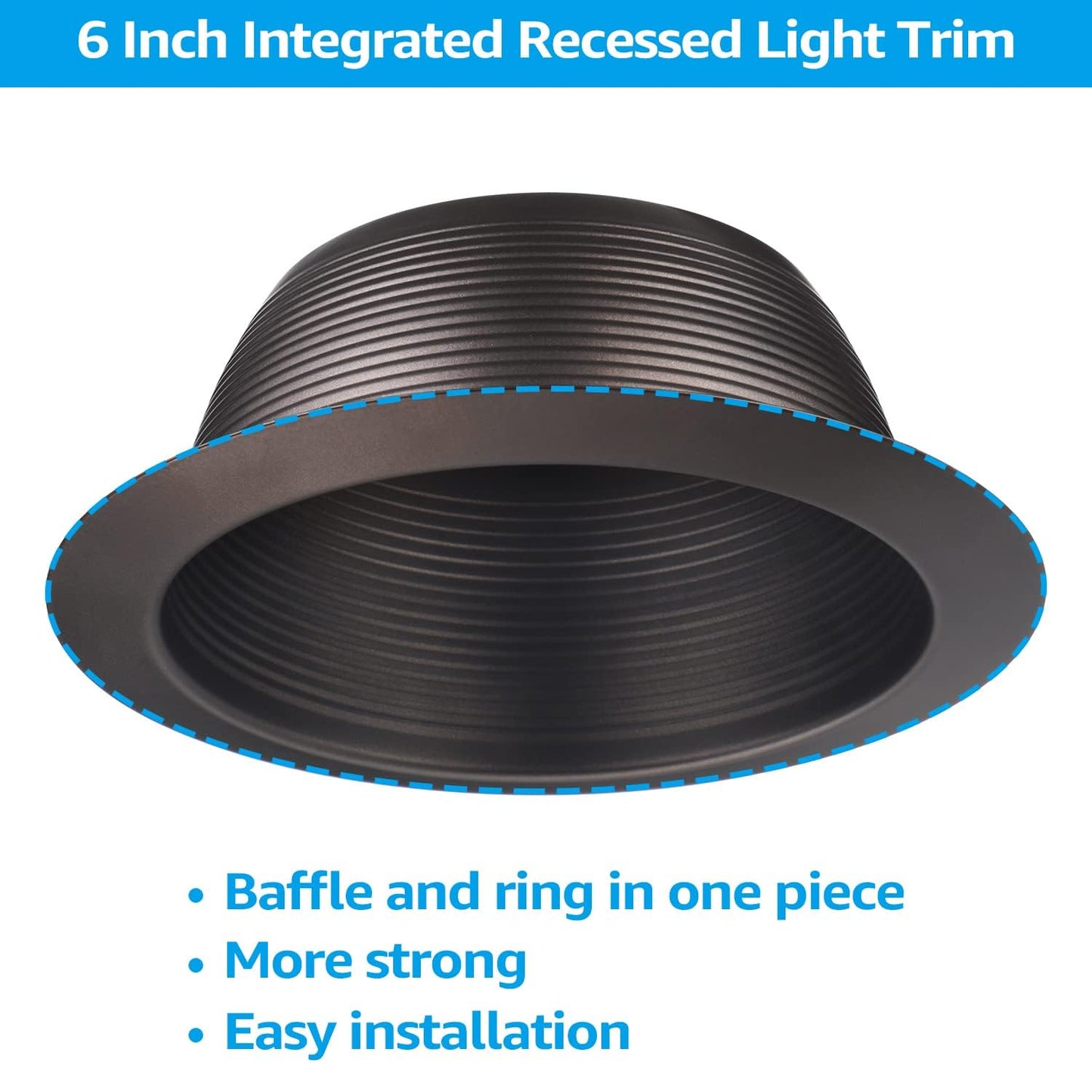 TORCHSTAR 6 Inch Integrated Can Light Trim, Oil Rubbed Bronze, Full Metal, Model 33139, for 6in Cans, Pack of 6
