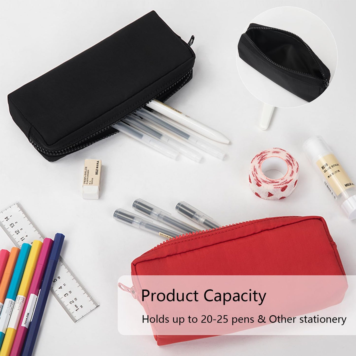 YONBEN Color Pencil Case Simple Oxford Fabric Bag for Student Lightweight Design (Light gray,Oxford Fabric)