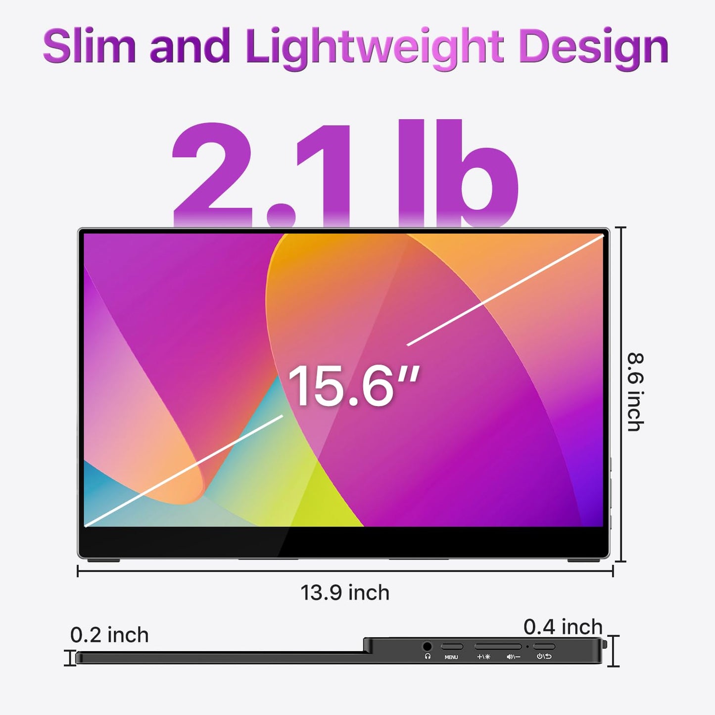 cocopar Portable Monitor Touchscreen 15.6 Inch 1080P FHD 90% sRGB Travel Monitor with Speaker HDMI USB-C Second Screen for Laptop MacBook Surface PC Xbox PS4/5, VESA Mountable, with Touchscreen