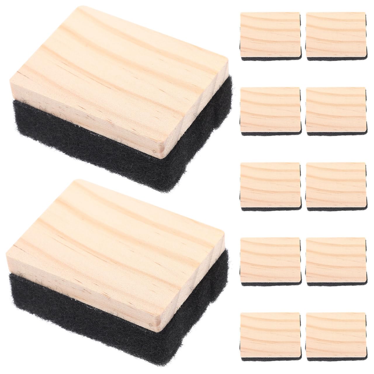 Tofficu Mini Wooden Dry Erase Erasers for Whiteboard and Chalkboard Classroom Office Use Lightweight Felt Board Wipes Set