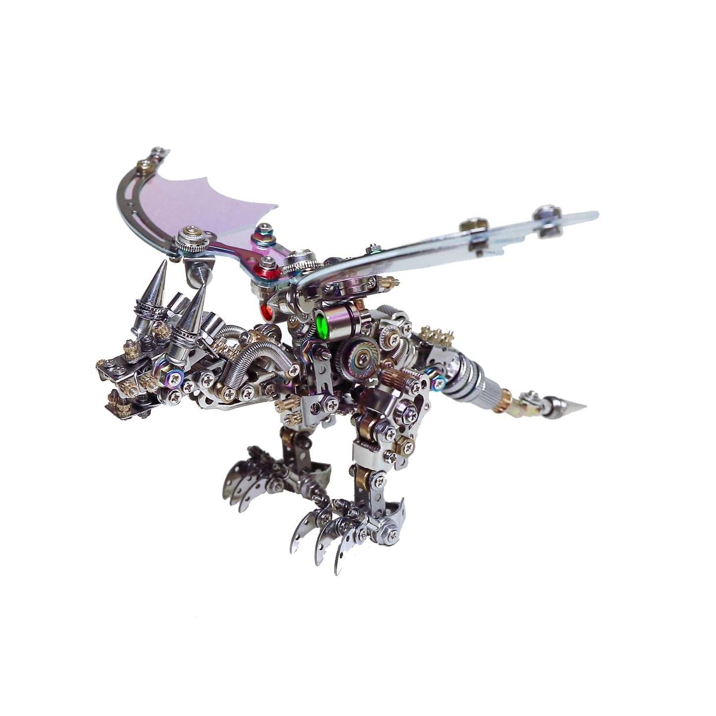 Arcynix Mostarle Reno Blue Dragon 3D Metal Puzzle Kit, 613 Pieces, Magnetic Assembly, LED Light-Up Color Changing Wings, Adjustable Display, DIY Mechanical Model for Advanced Builders Collectors