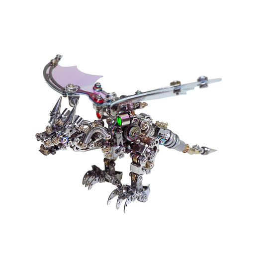 Arcynix Mostarle Reno Blue Dragon 3D Metal Puzzle Kit, 613 Pieces, Magnetic Assembly, LED Light-Up Color Changing Wings, Adjustable Display, DIY Mechanical Model for Advanced Builders Collectors