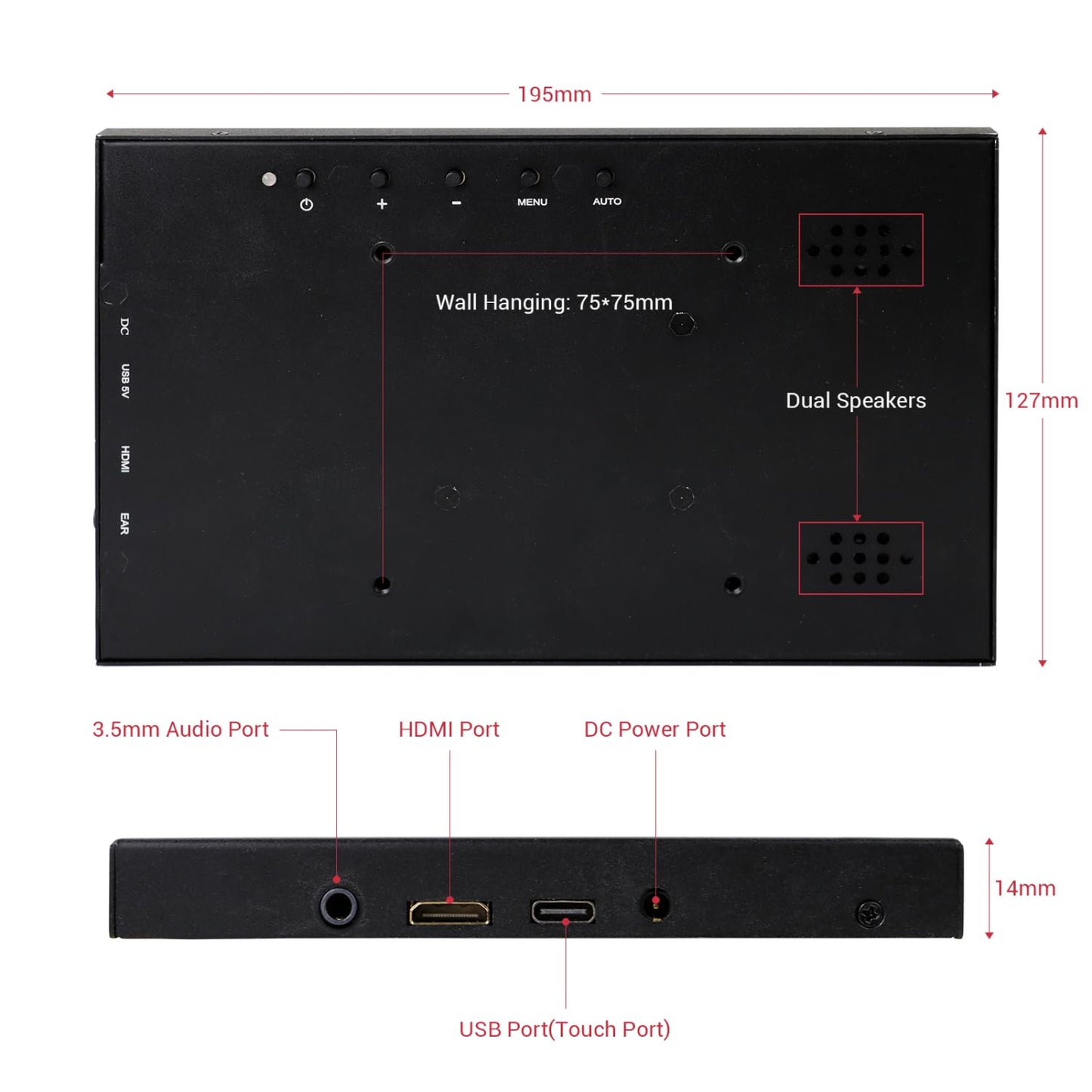 ELECROW 8 Inch Touchscreen Monitor, 1280x800 IPS LCD HD Display with Stand, Portable Capacitive Touch Screen Compatible for Raspberry Pi 3/4/5, Win 11/10/8/7, Jetson Nano, laptops, Game Consoles