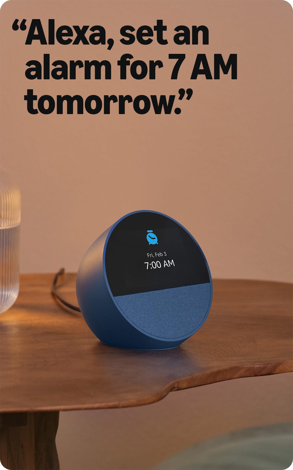 Like-New Amazon Echo Spot (newest model), Great for nightstands, offices and kitchens, Smart alarm clock, Designed for Alexa+, Black