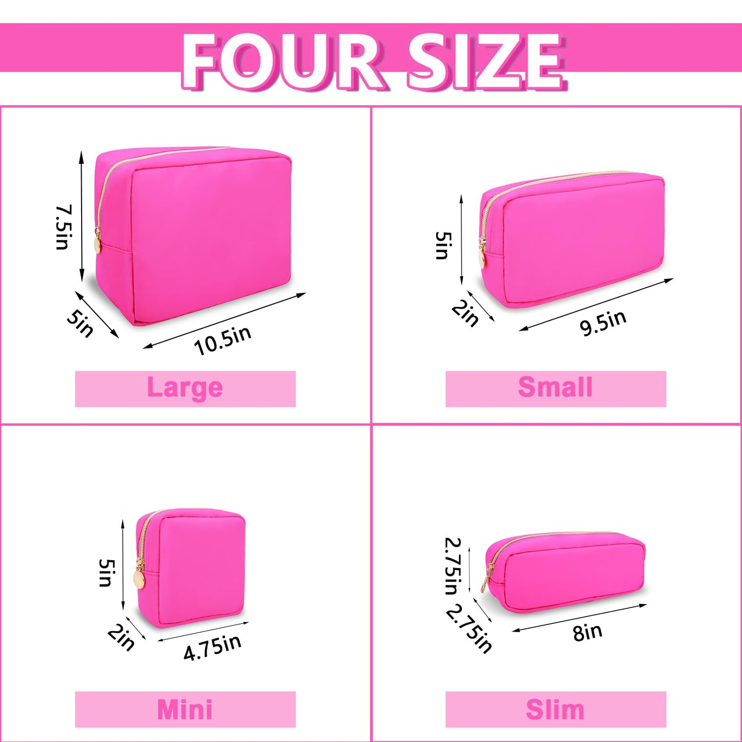 UIXIZQ 6 Pcs Waterproof Mini Makeup Bag Pouch for Purse,Small Cosmetic Travel Bag Pouch Nylon Toiletry Organizers Bag for Women Girls,Cute Mini Zipper Preppy Coin Purse for School Work Camping Travel