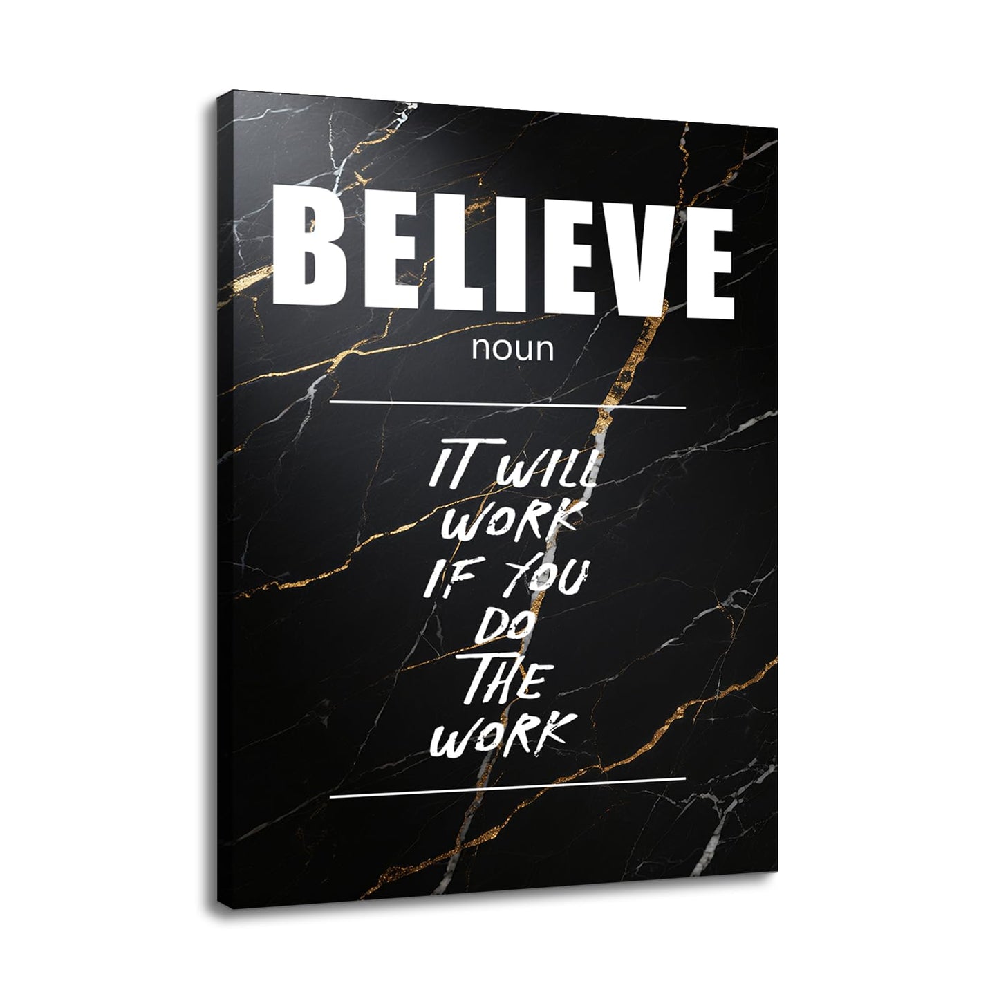 Motivational Canvas Wall Art Believe Noun Entrepreneur Quotes Poster Print Inspirational Pictures Painting for Office Class Room School Wall Decoration Stretched and Framed [18''Wx24''H]