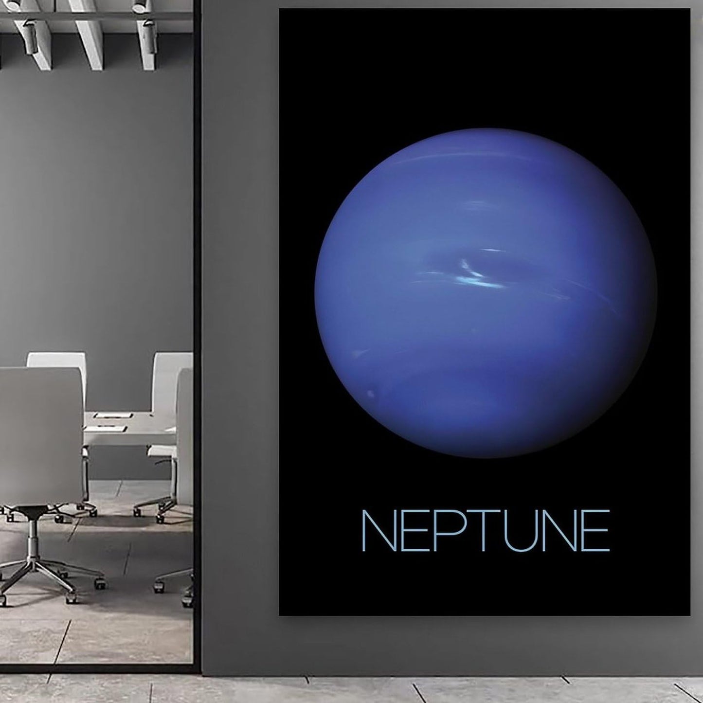 Solar System Planets Canvas Wall Art - Neptune Planet Space Poster for Kids Room Bedroom Classroom, STEM Educational Astronomy Decor, Science Gift for Boys Girls, 12x18 Inch Framed