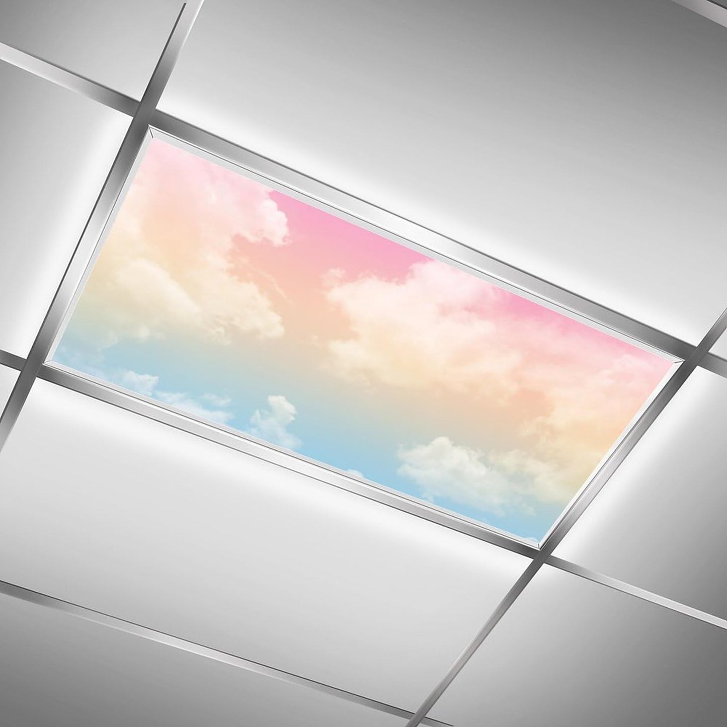 2PCS Magnetic Fluorescent Light Covers - Evening Glow Cloud Filters for Classroom & Office Drop Ceiling Lights, 4x2Feet
