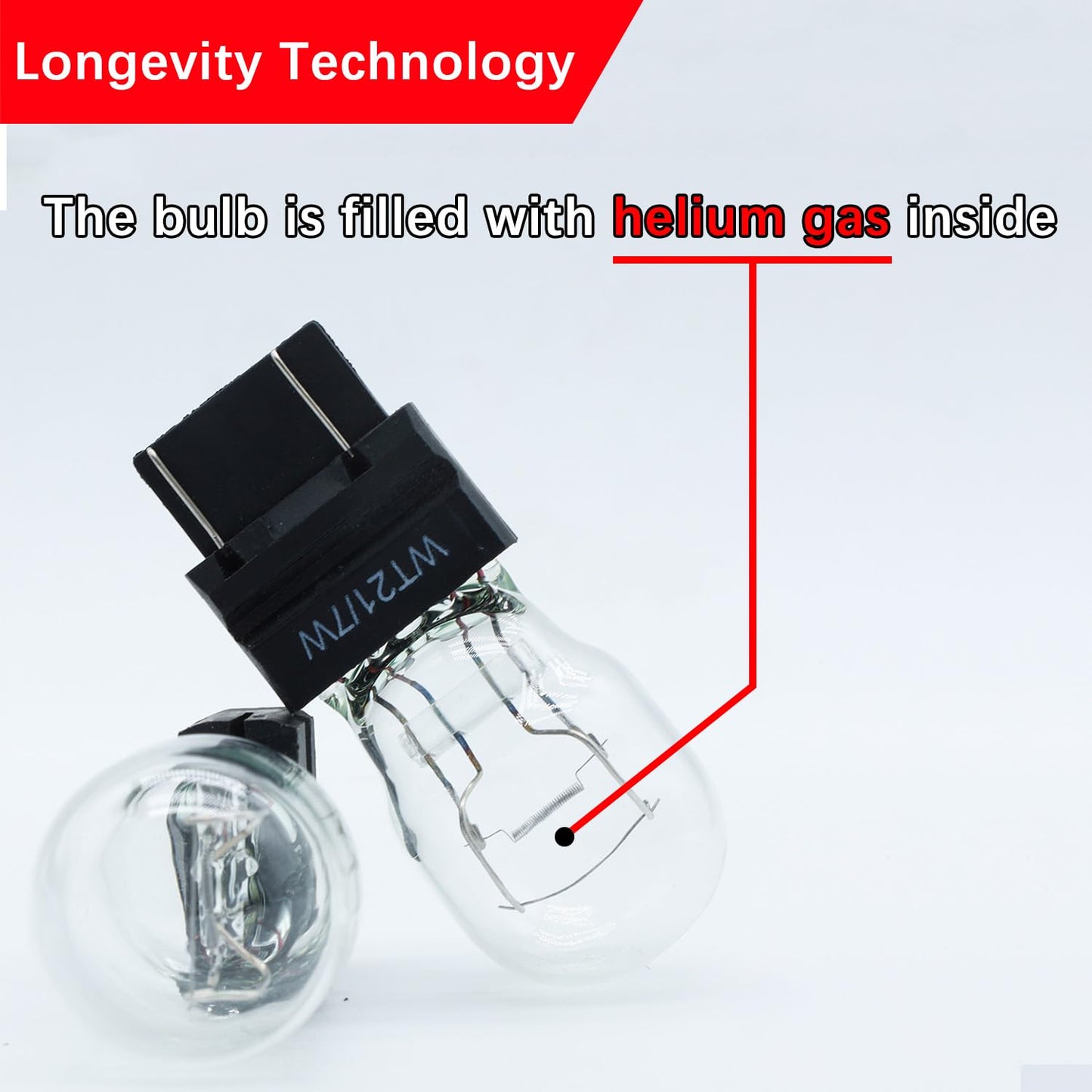 FAXCARS WT21/7W Halogen Rear Tail Brake Turn Signal Light Bulb, 12V 21W, Pack of 2, White, Long Life, Glass