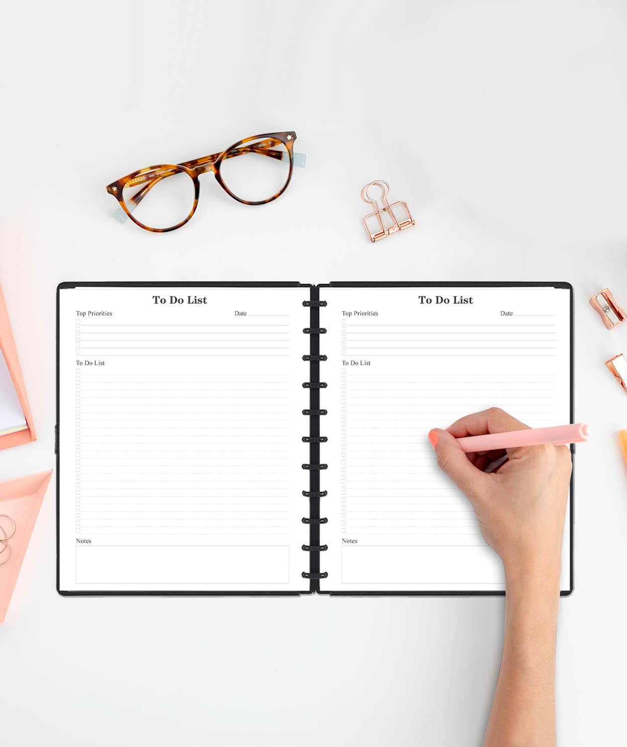 (2-Pack) Letter Size TUL Discbound To Do List Refills, 11 Disc Daily Planner Insert, 200Sheets / 400Pages To Do Paper, 100gsm White Paper, 8.5'' x 11''