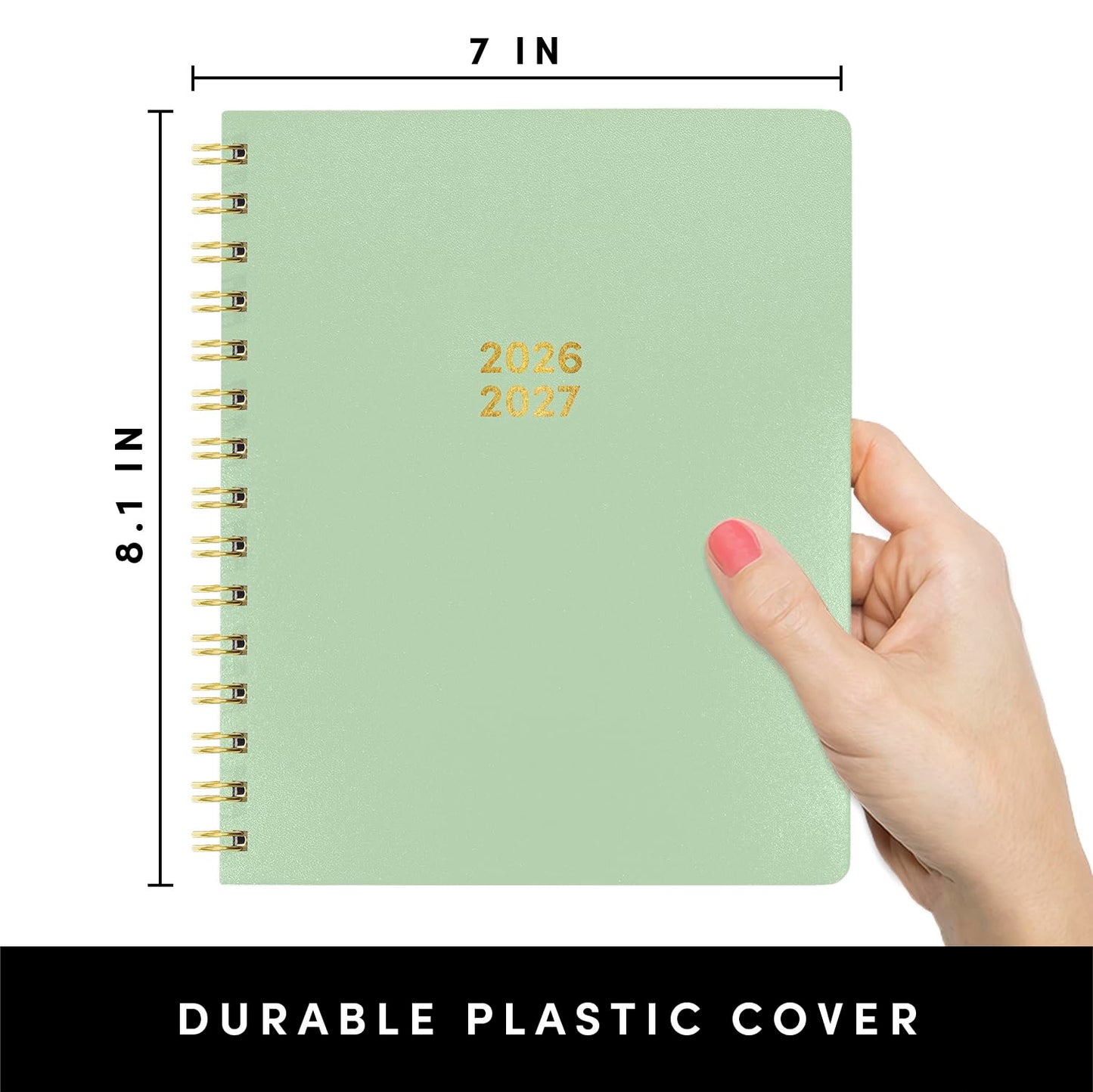 PAPERAGE Academic Planner, Weekly & Monthly Planner & Calendar, 12-Months, July 2026 - June 2027, (7" x 8"), School & Student Planning Agenda with Tabs, Bonus Pages & Inner Pocket, Sage Green