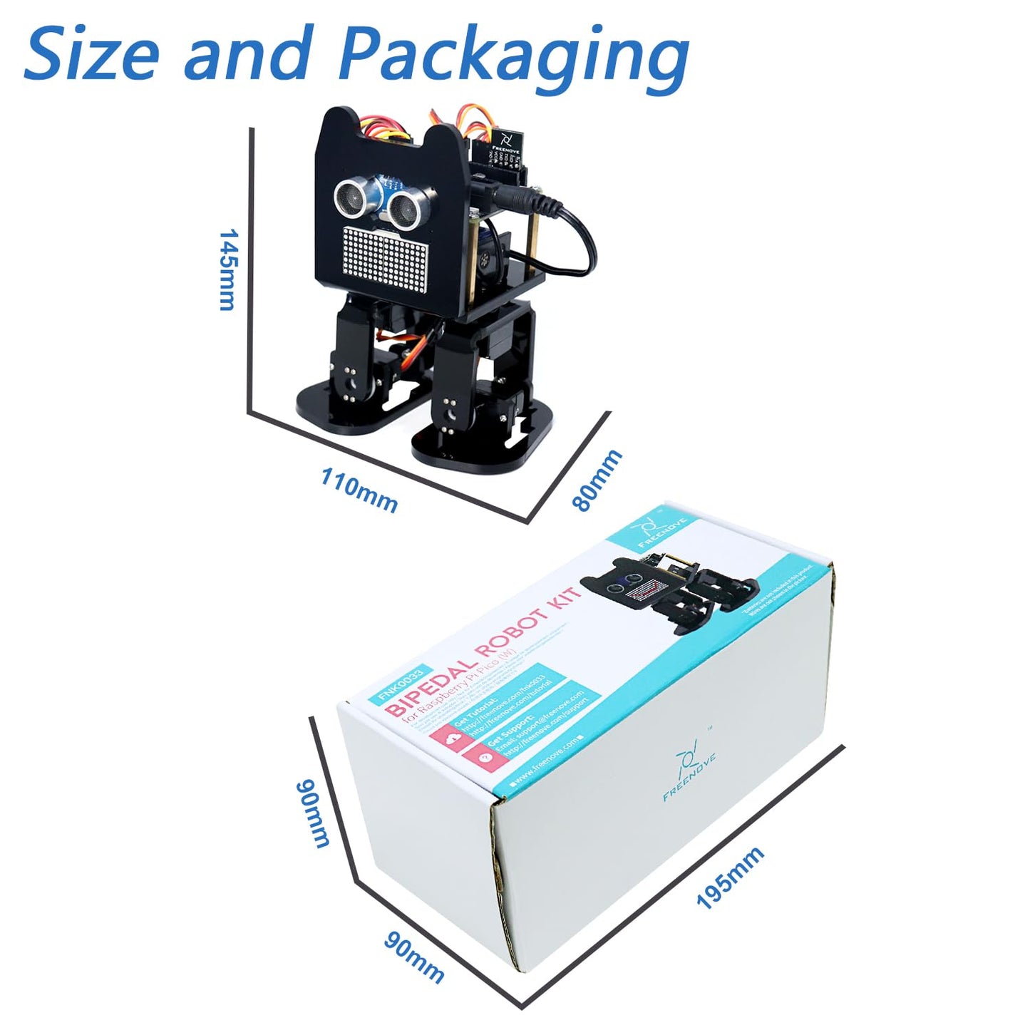 Freenove Bipedal Robot Kit for Raspberry Pi Pico (Not Included) (Compatible with Arduino IDE), LED Matrix Expressions, Obstacle Avoidance, Colorful Lights, Buzzer, Speaker, App